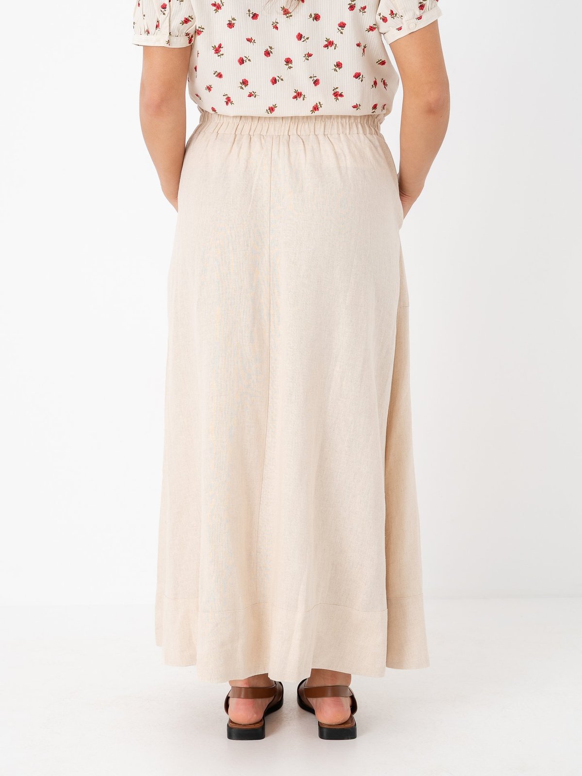 Y.A.S Flaxy High Waist Ankle Skirt Birch