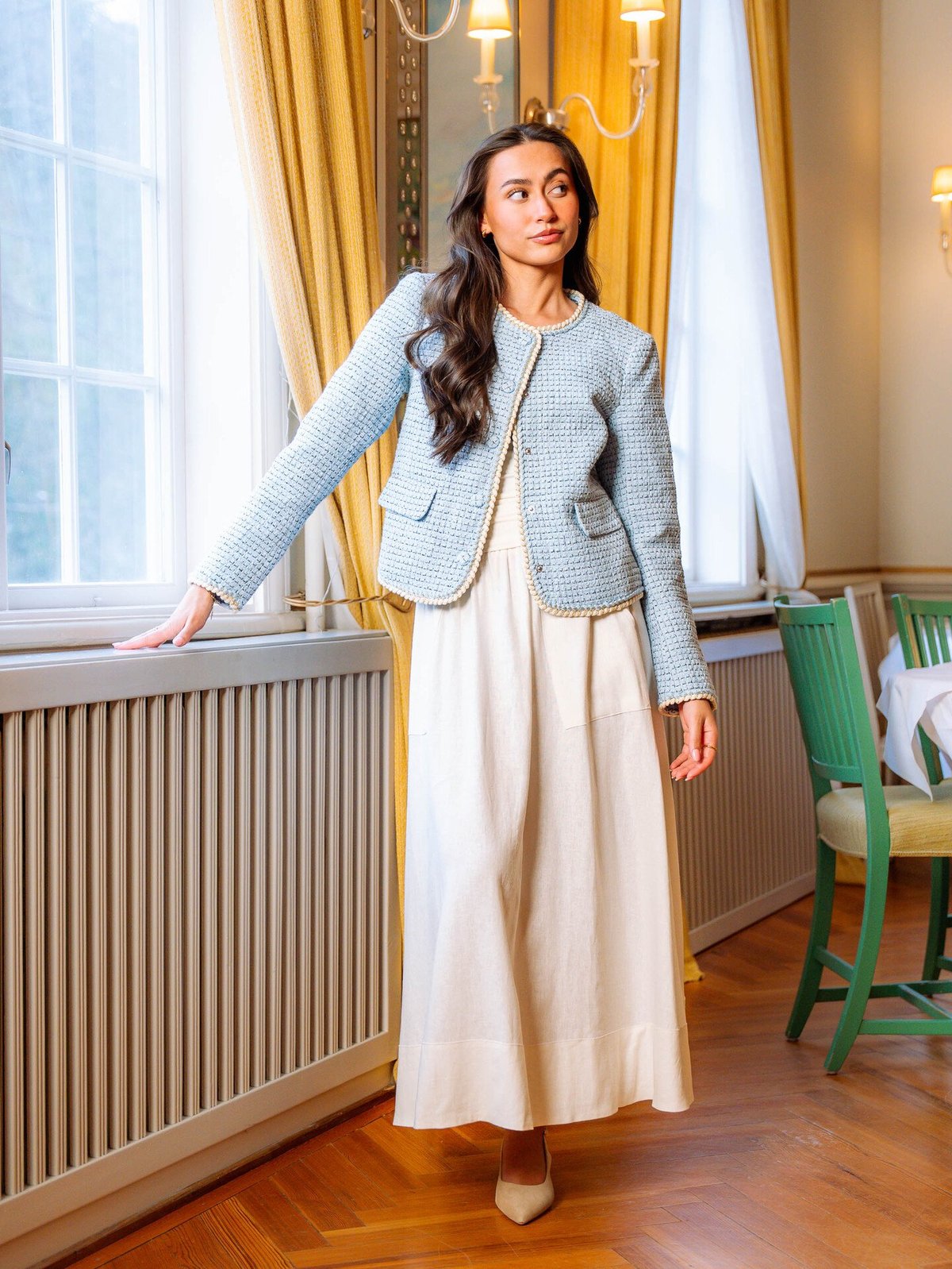 Y.A.S Flaxy High Waist Ankle Skirt Star White