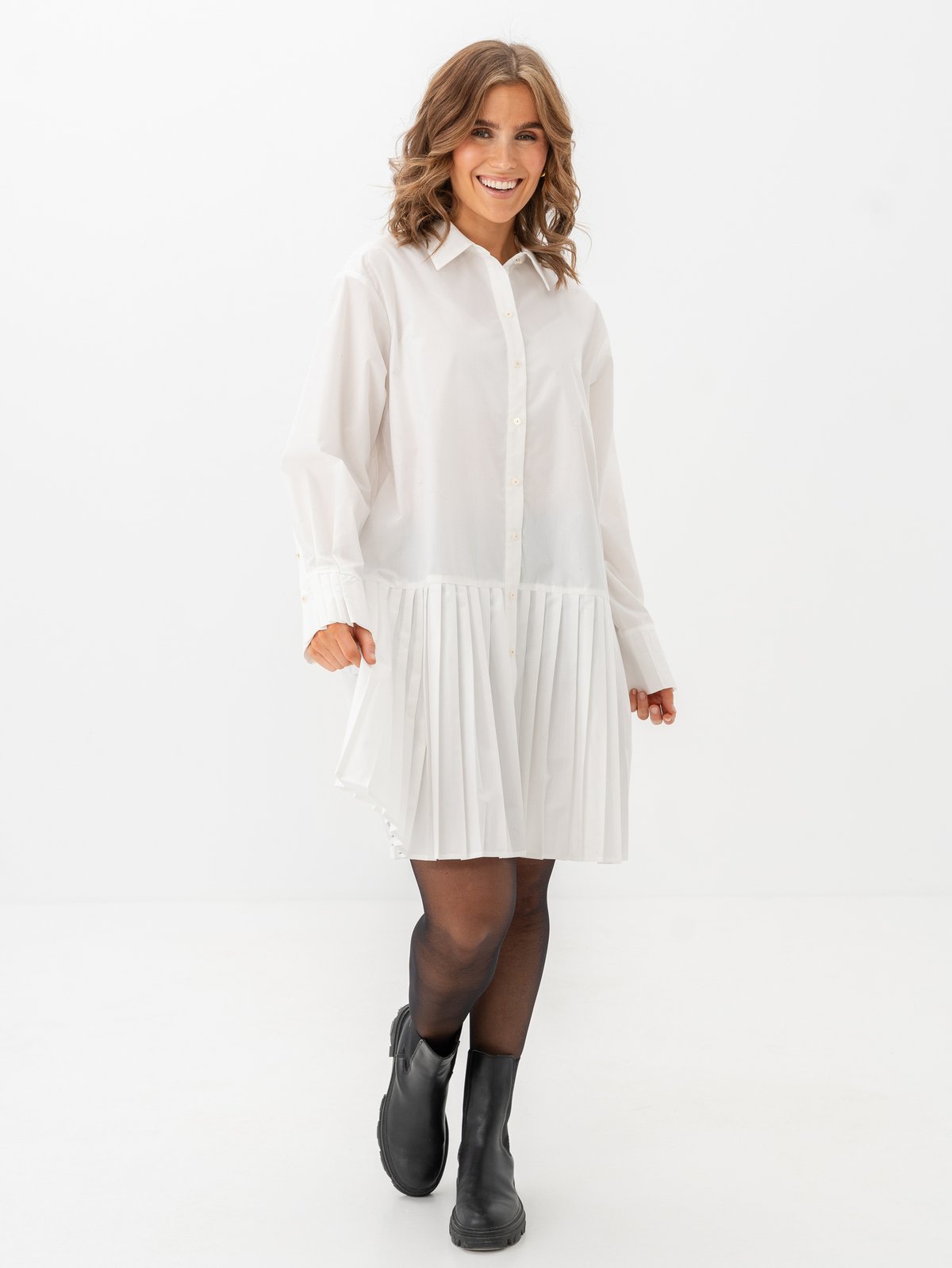 Y.A.S Ellie Long Sleeve Shirt Dress Star White