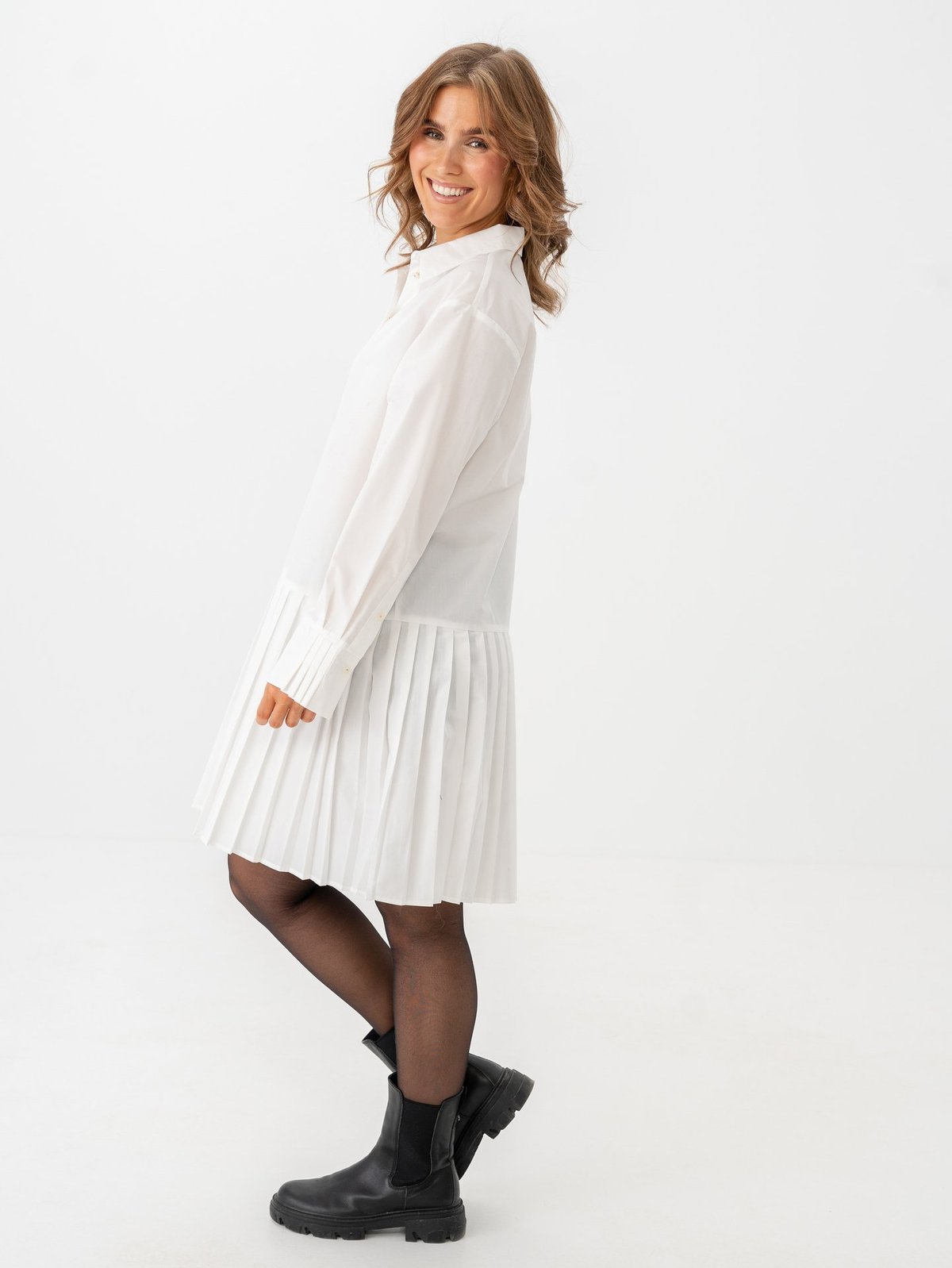 Y.A.S Ellie Long Sleeve Shirt Dress Star White