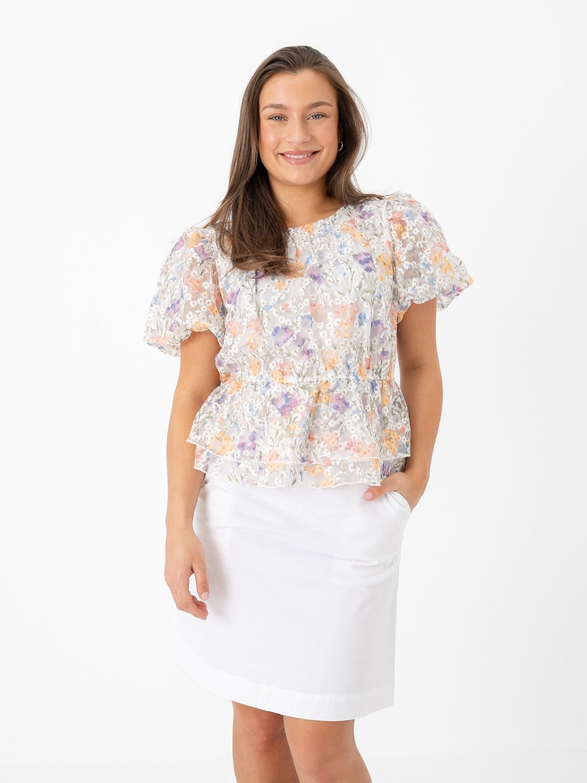 Y.A.S Leanna Short Sleeve Top Star White