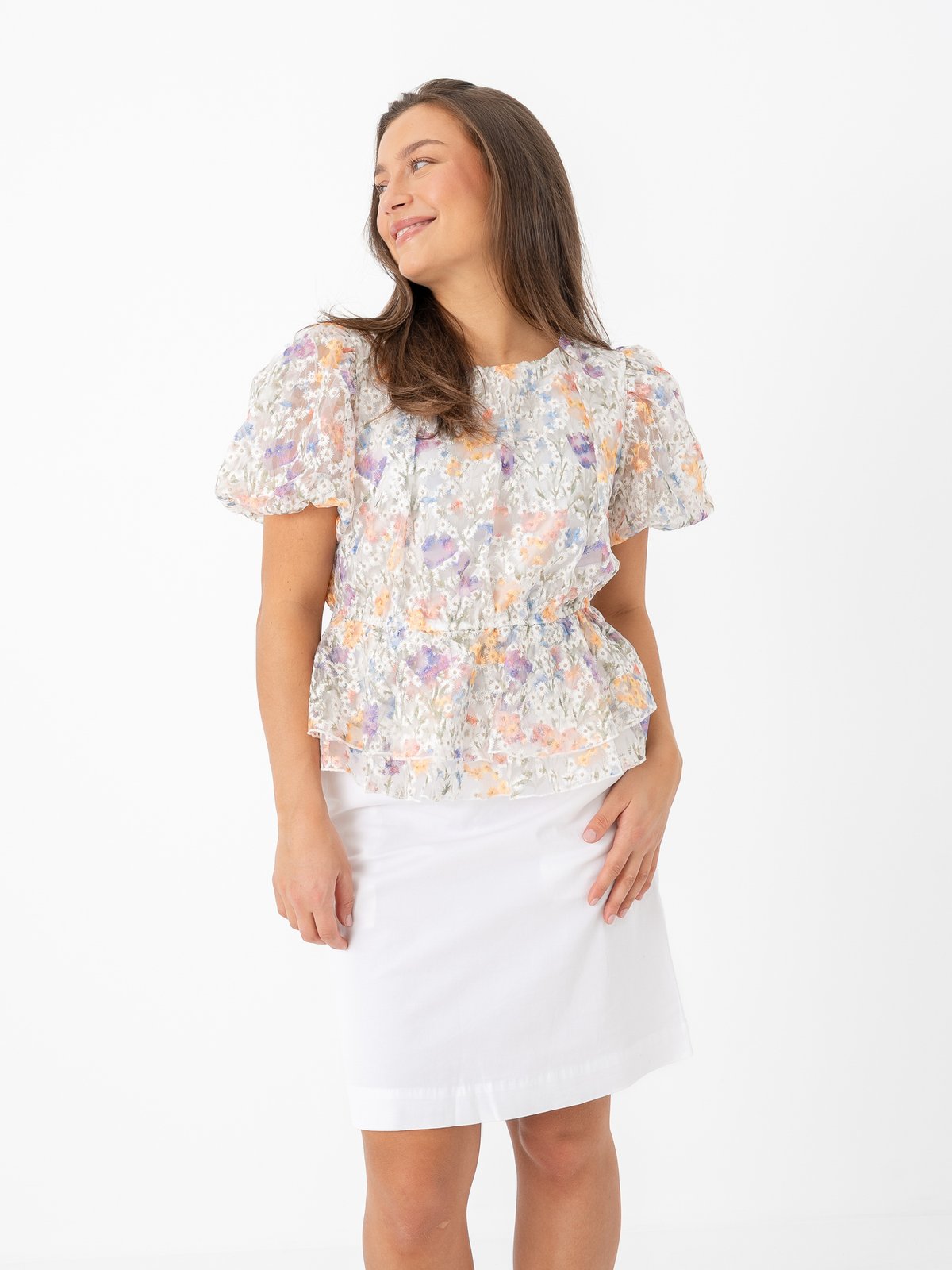 Y.A.S Leanna Short Sleeve Top Star White