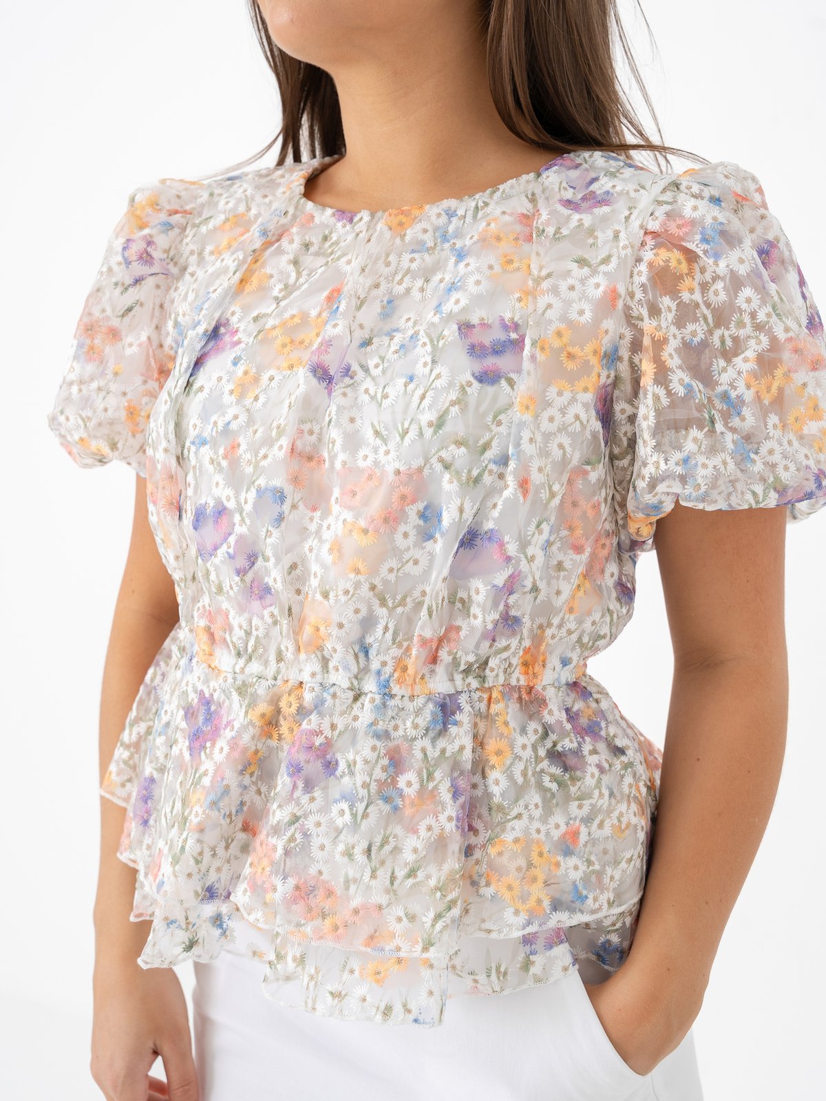 Y.A.S Leanna Short Sleeve Top Star White