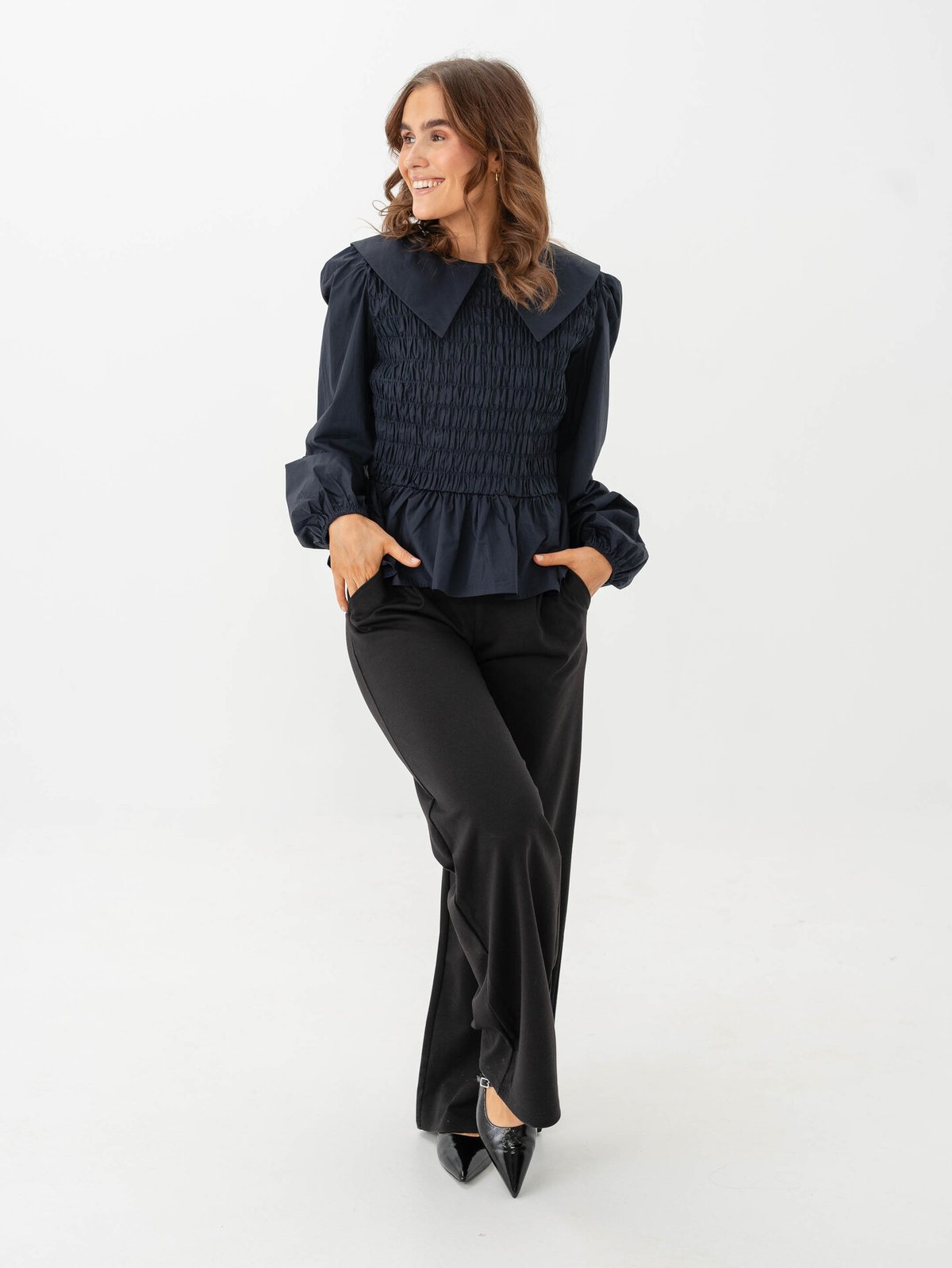 Y.A.S Roma Long Sleeve Top Navy Blazer