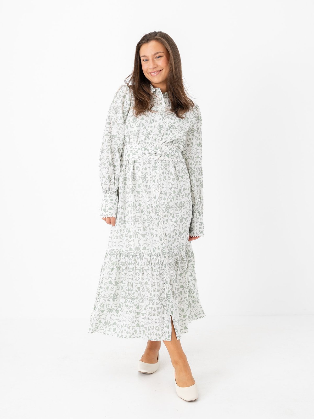 Y.A.S Vips Long Shirt Dress Iceberg Green Vips Print