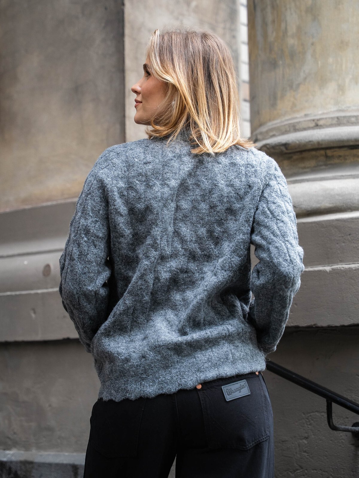 Y.A.S Bubera Long Sleeve Knit Cardigan Dark Grey Melange