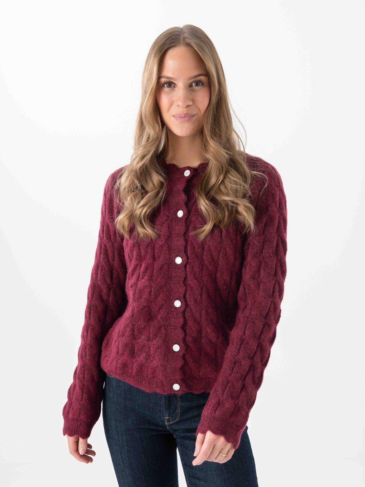 Y.A.S Bubera Long Sleeve Knit Cardigan Rhododendron