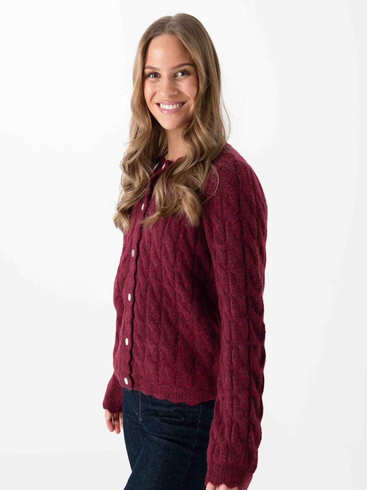 Y.A.S Bubera Long Sleeve Knit Cardigan Rhododendron