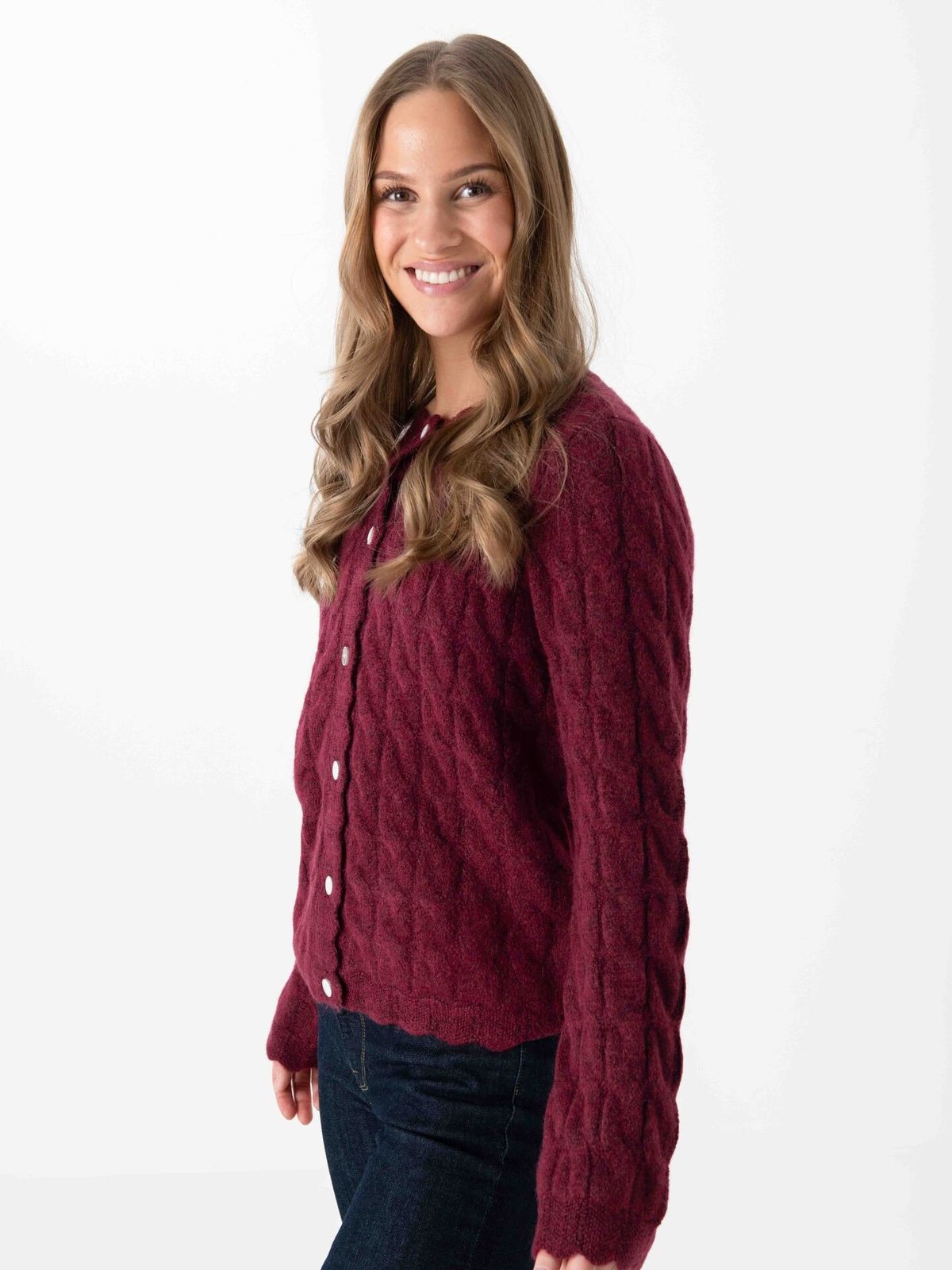 Y.A.S Bubera Long Sleeve Knit Cardigan Rhododendron