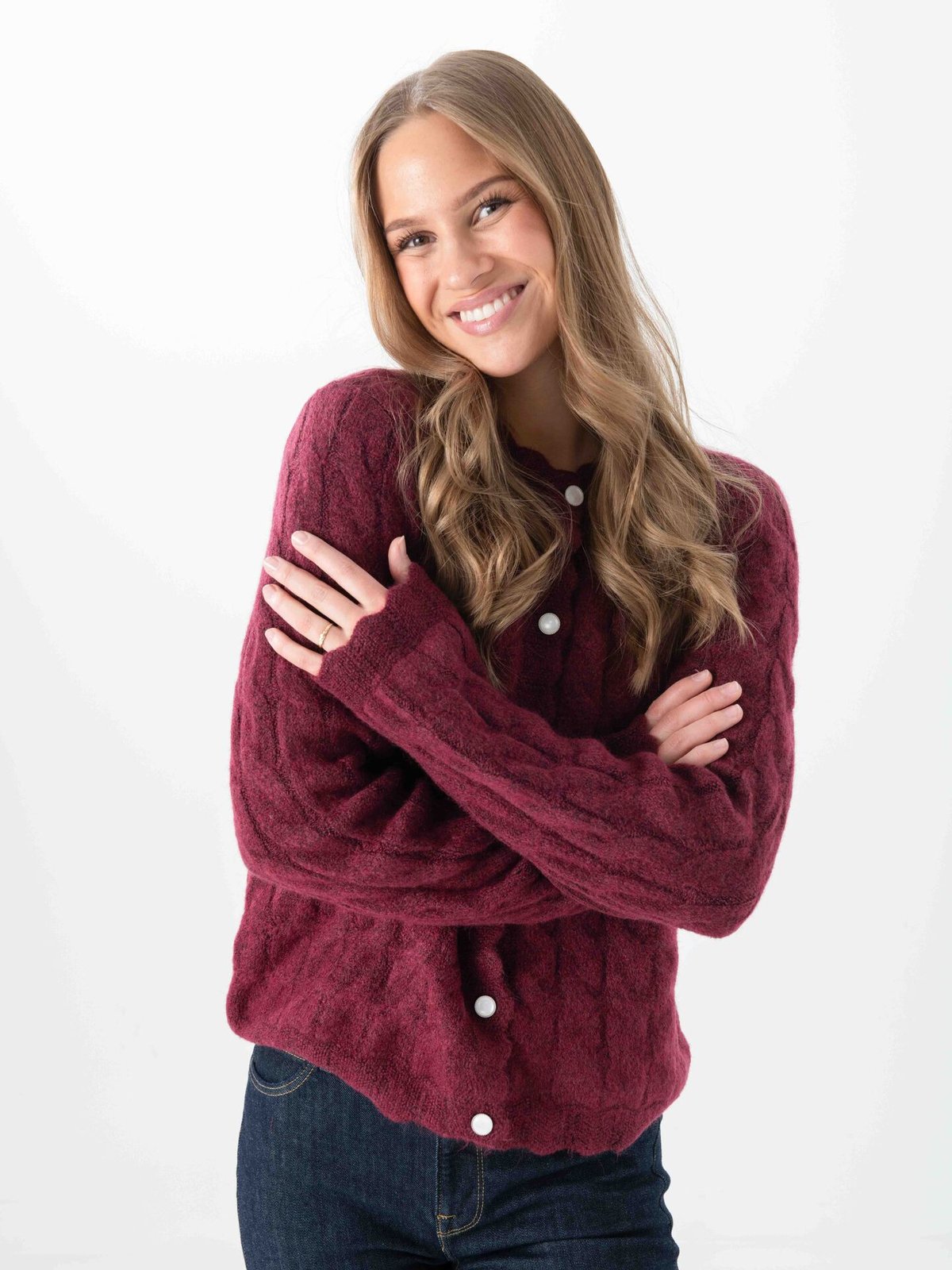 Y.A.S Bubera Long Sleeve Knit Cardigan Rhododendron