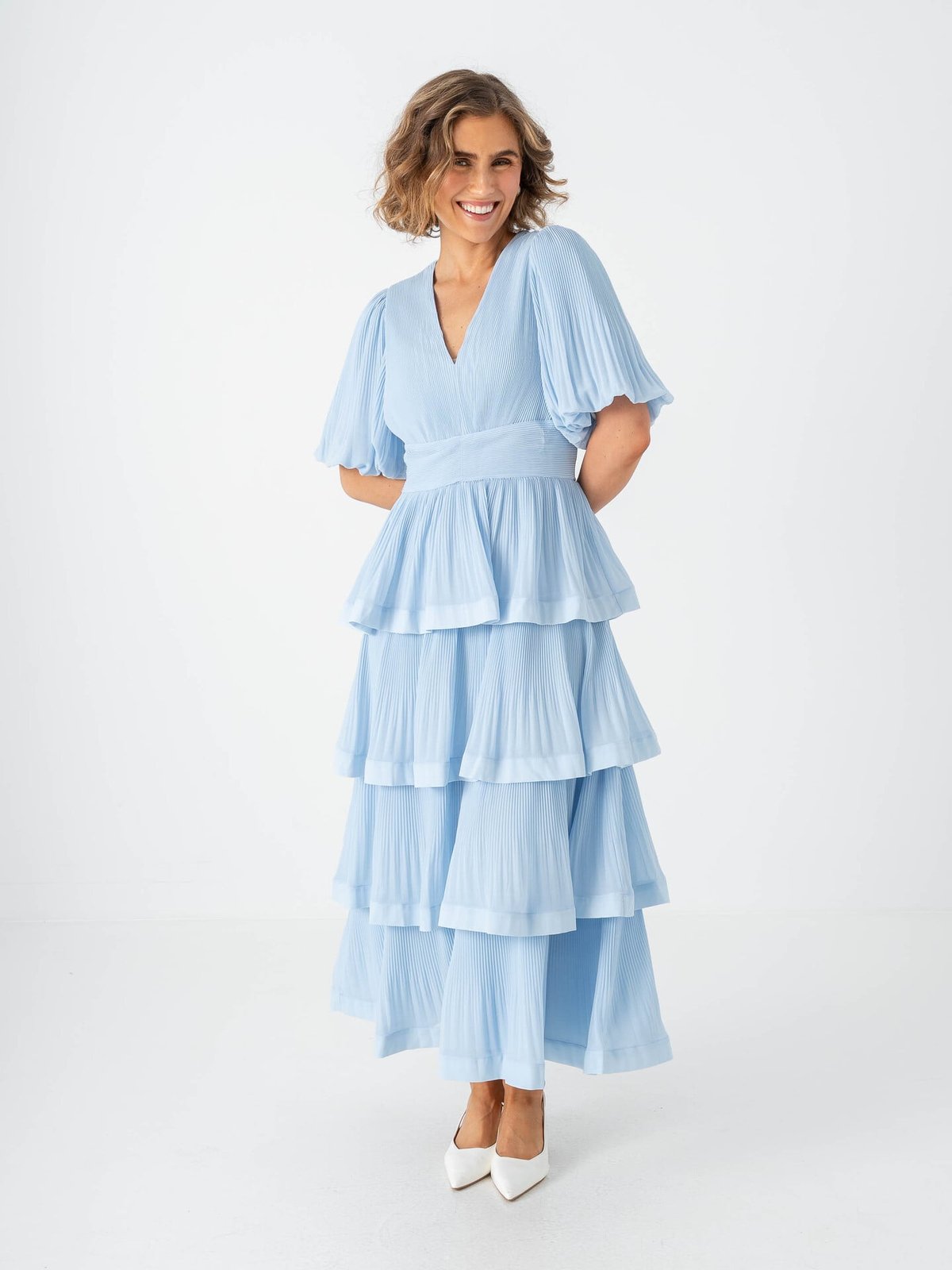 Y.A.S Plira Short Sleeve Long Dress Skyway