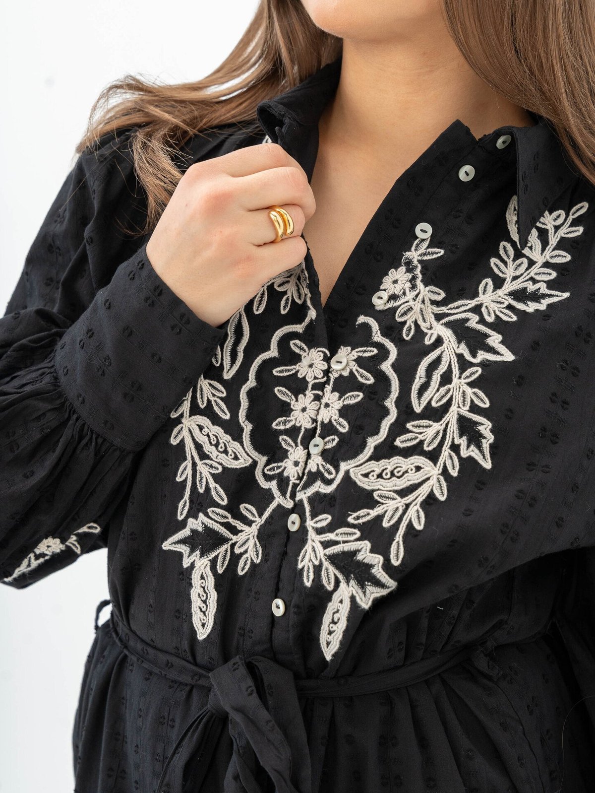 Y.A.S Zimea Long Sleeve Shirt Dress Black