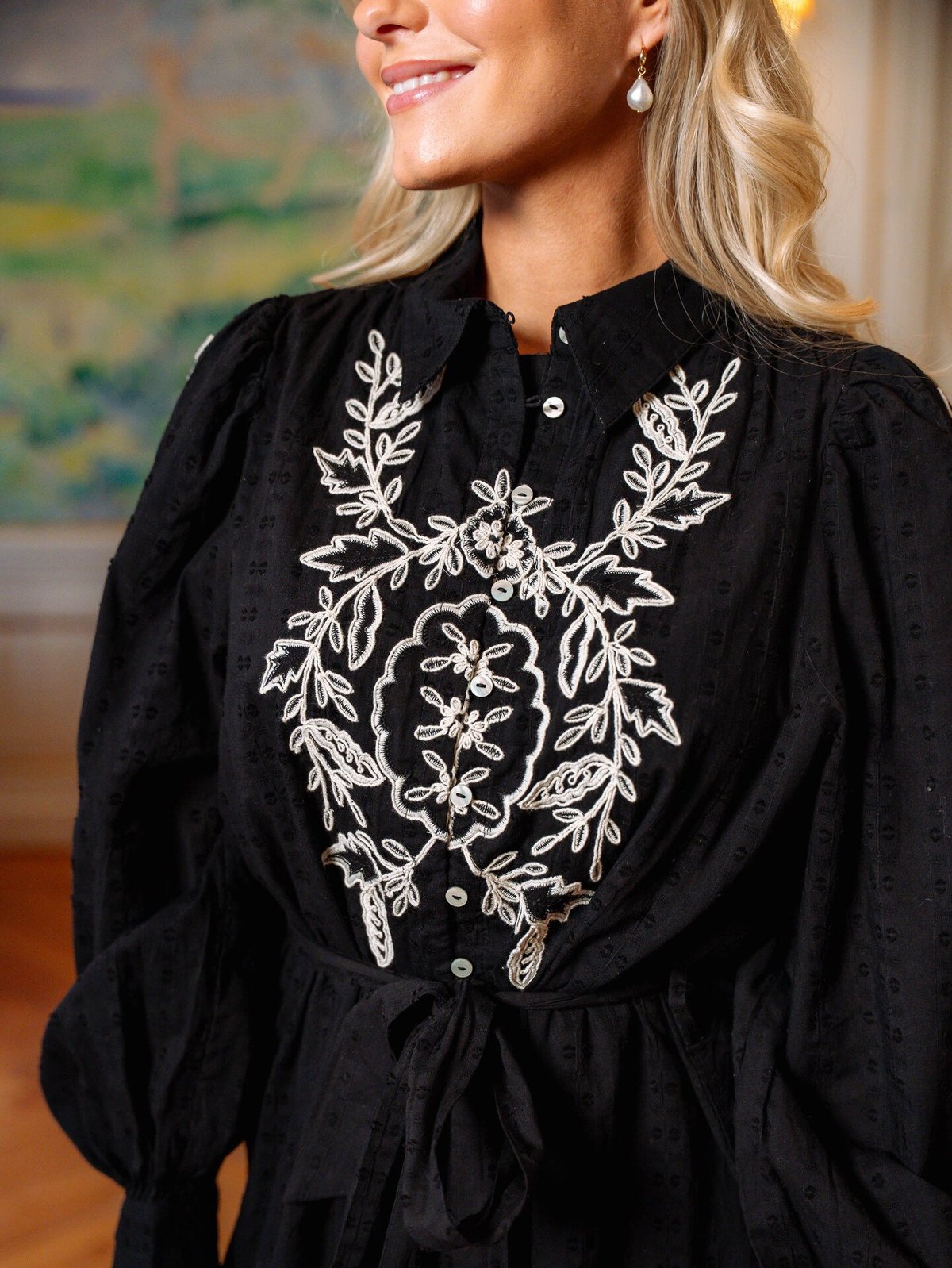 Y.A.S Zimea Long Sleeve Shirt Dress Black