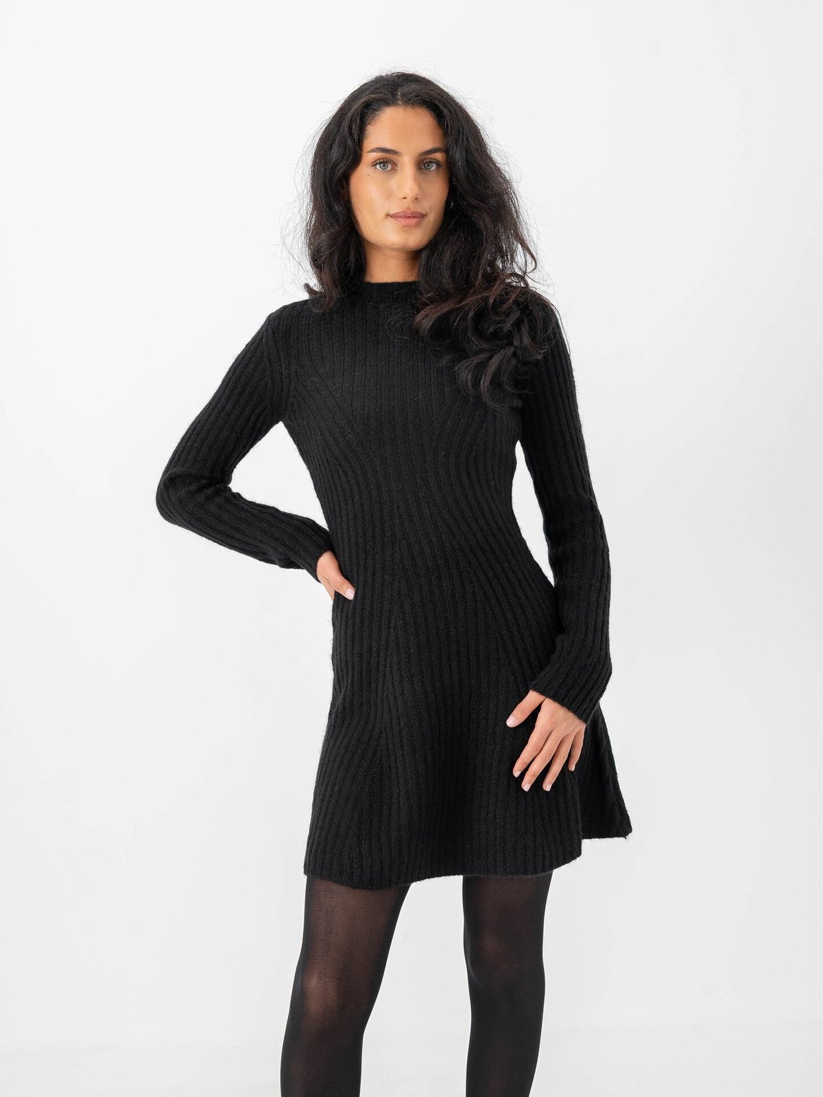 Y.A.S Dolly Long Sleeve Knit Dress Black