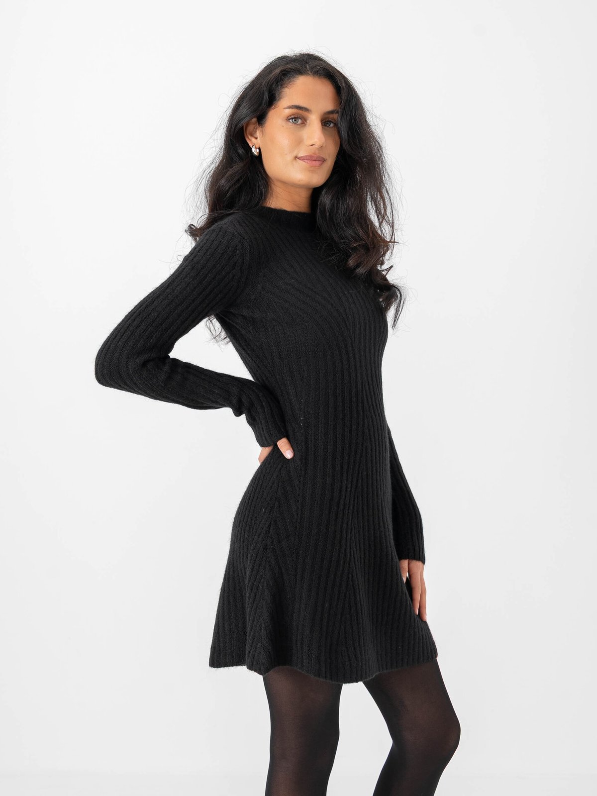 Y.A.S Dolly Long Sleeve Knit Dress Black