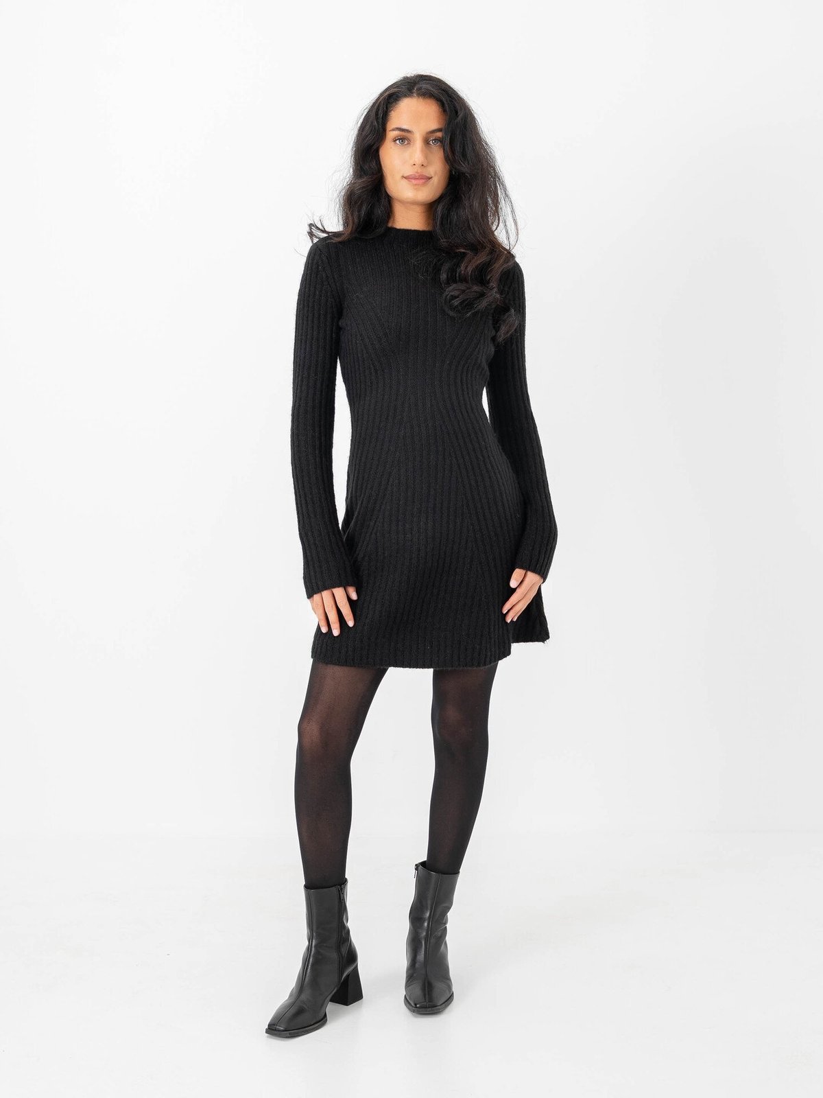 Y.A.S Dolly Long Sleeve Knit Dress Black