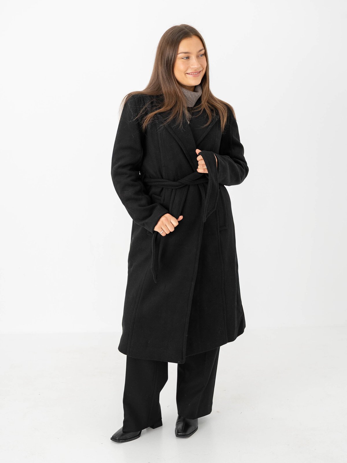 Y.A.S Kali Wool Blend Coat Black
