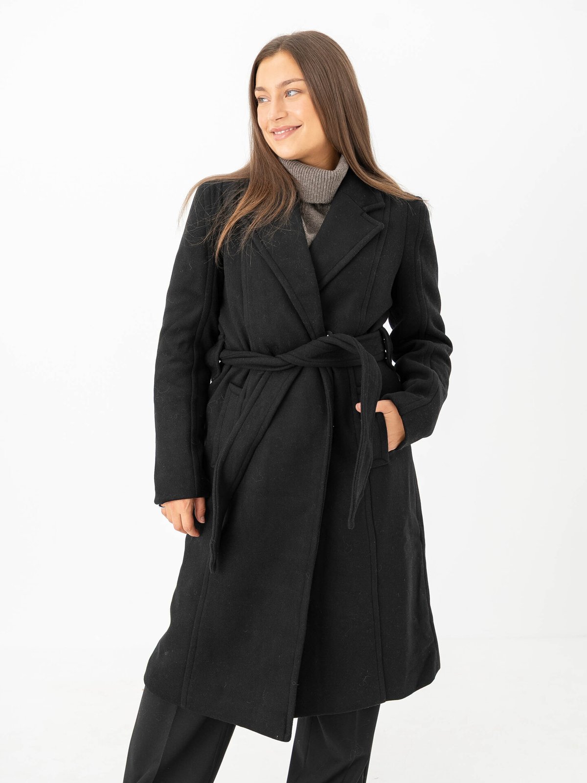 Y.A.S Kali Wool Blend Coat Black