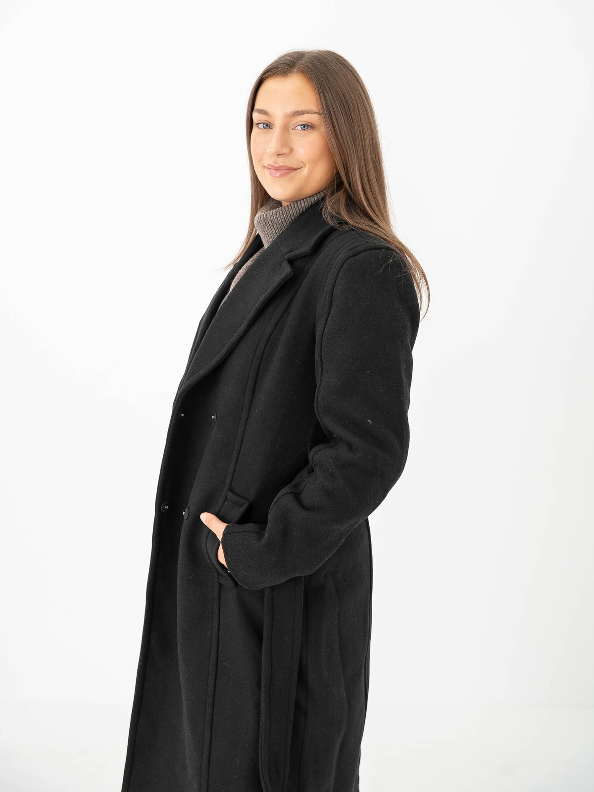 Y.A.S Kali Wool Blend Coat Black