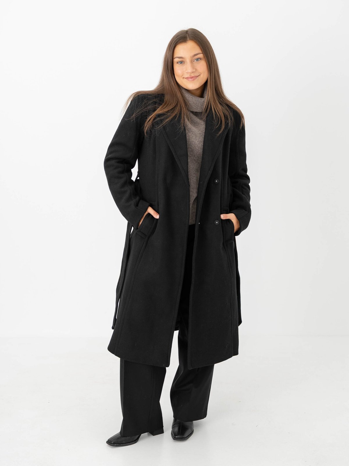 Y.A.S Kali Wool Blend Coat Black
