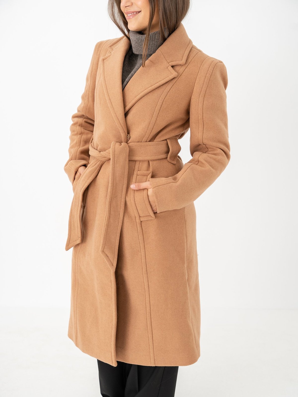 Y.A.S Kali Wool Blend Coat Tobacco Brown