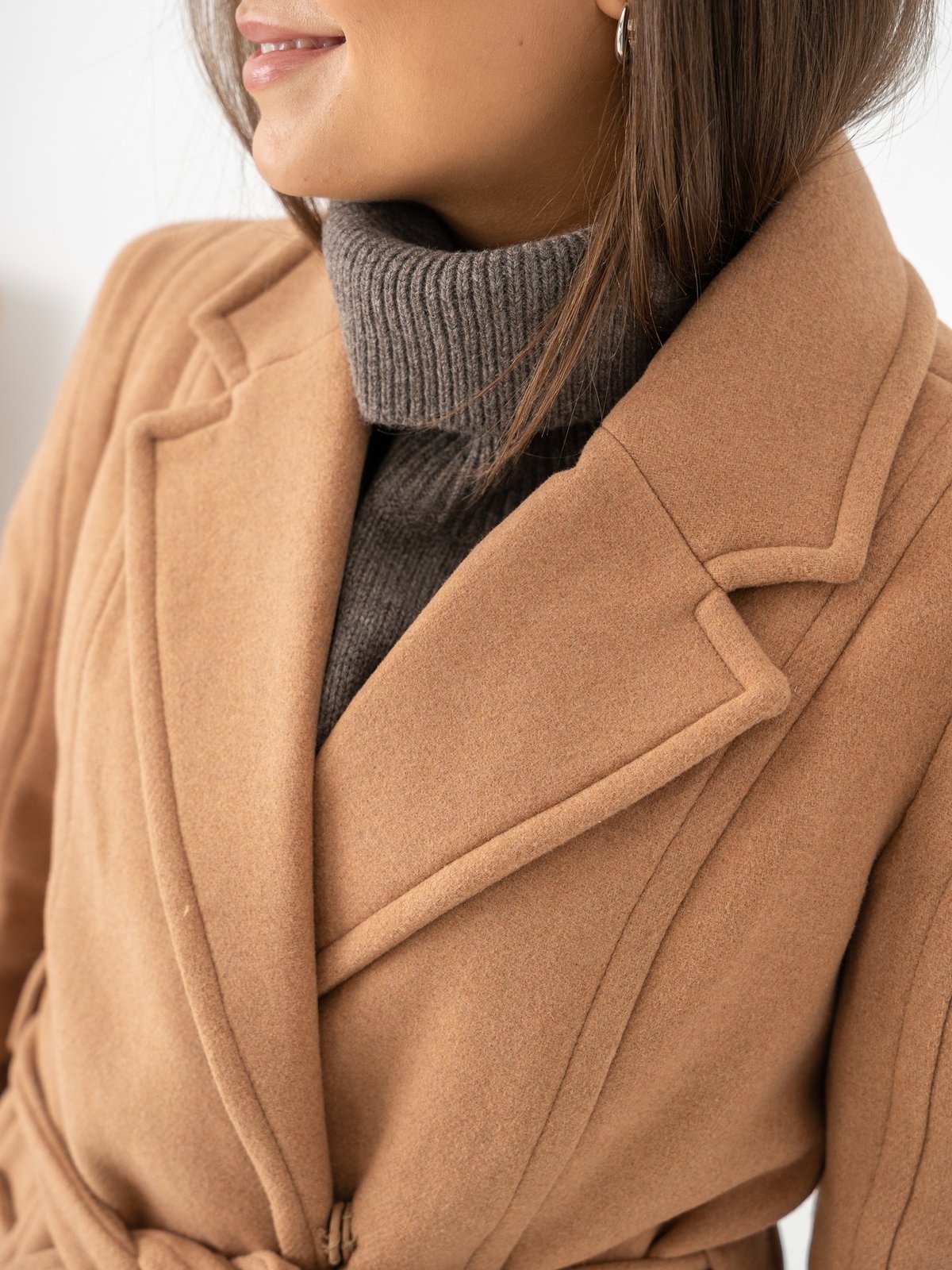 Y.A.S Kali Wool Blend Coat Tobacco Brown
