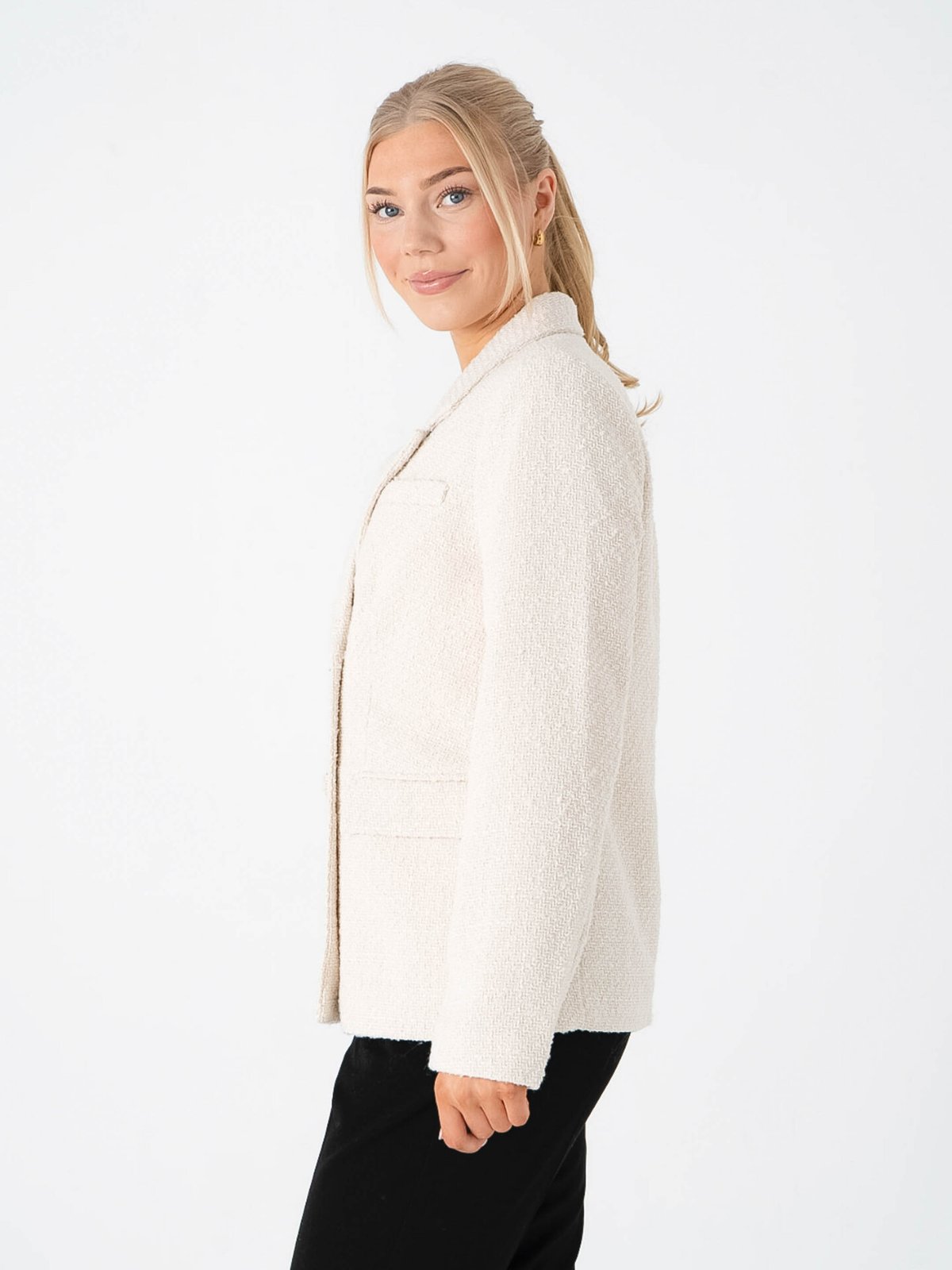 Y.A.S Petra Long Sleeve Boucle Blazer Pristine