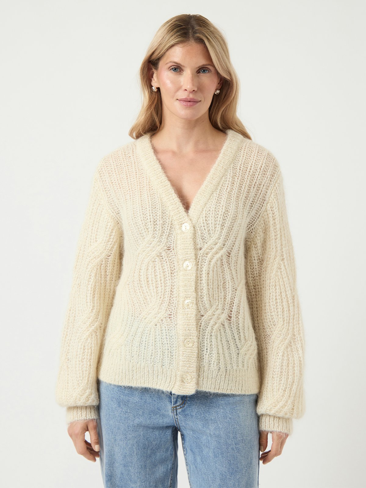Y.A.S Zuma Long Sleeve Knit Cardigan Birch