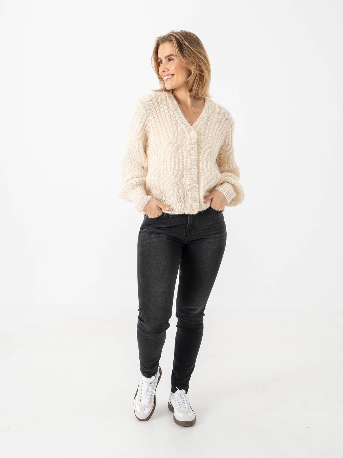 Y.A.S Zuma Long Sleeve Knit Cardigan Birch