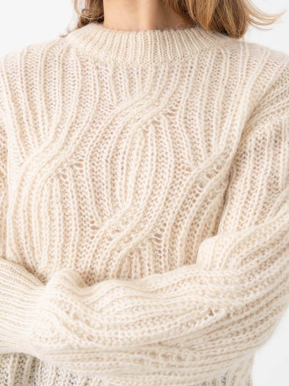 Y.A.S Zuma Long Sleeve Knit Pullover Birch