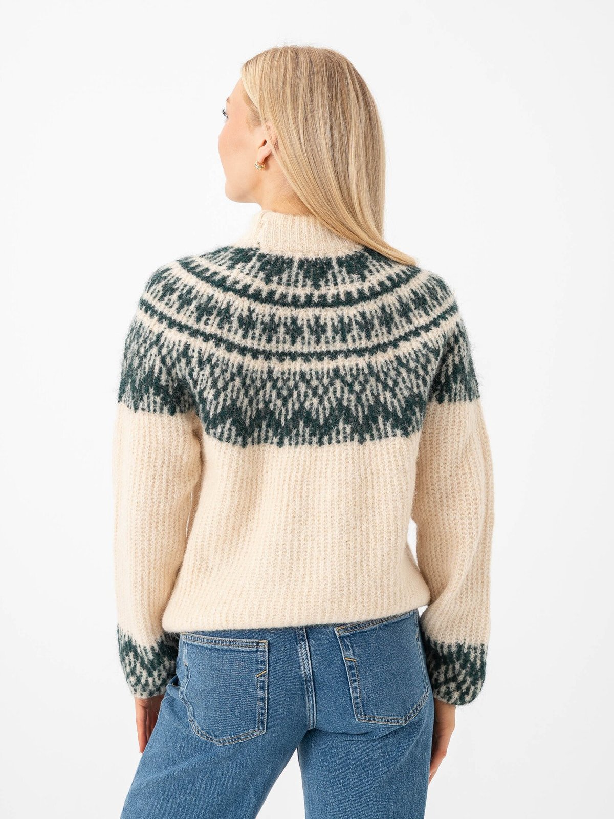 Y.A.S Liri Long Sleeve Wool Blend Knit Pullover Birch Ponderosa Pine
