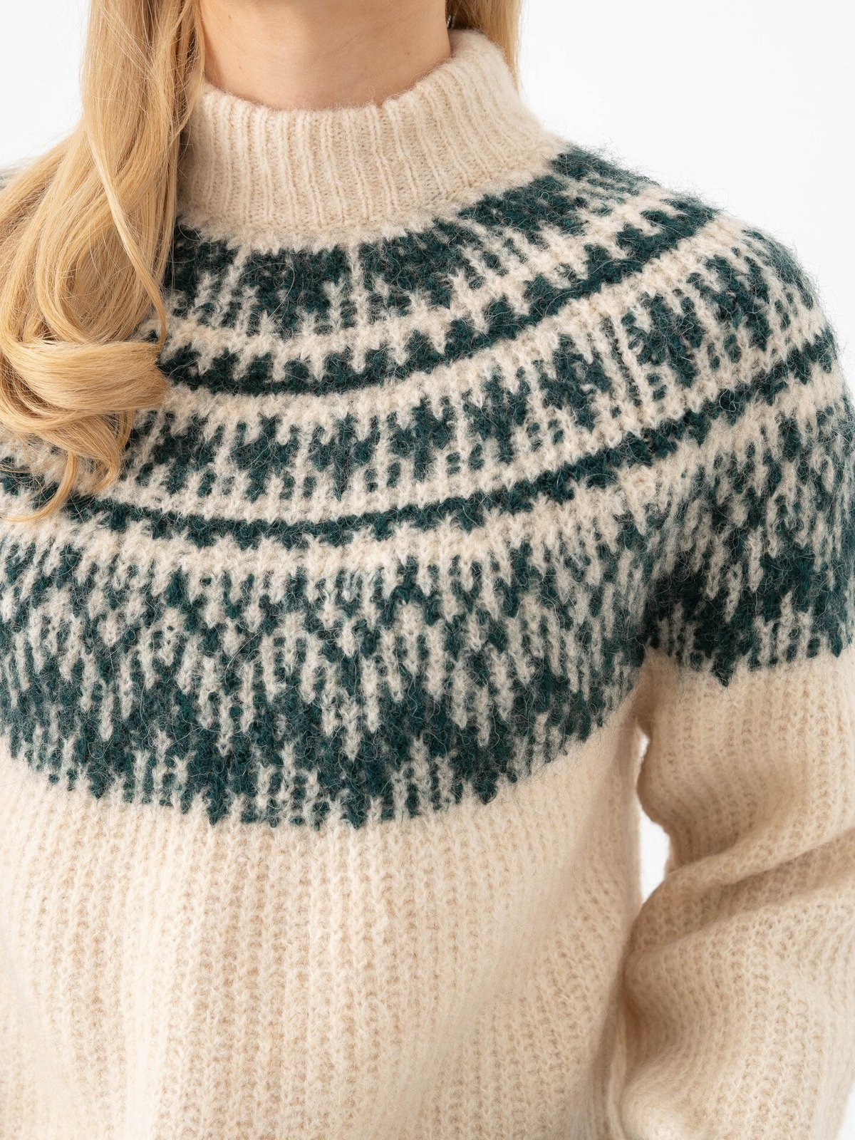 Y.A.S Liri Long Sleeve Wool Blend Knit Pullover Birch Ponderosa Pine