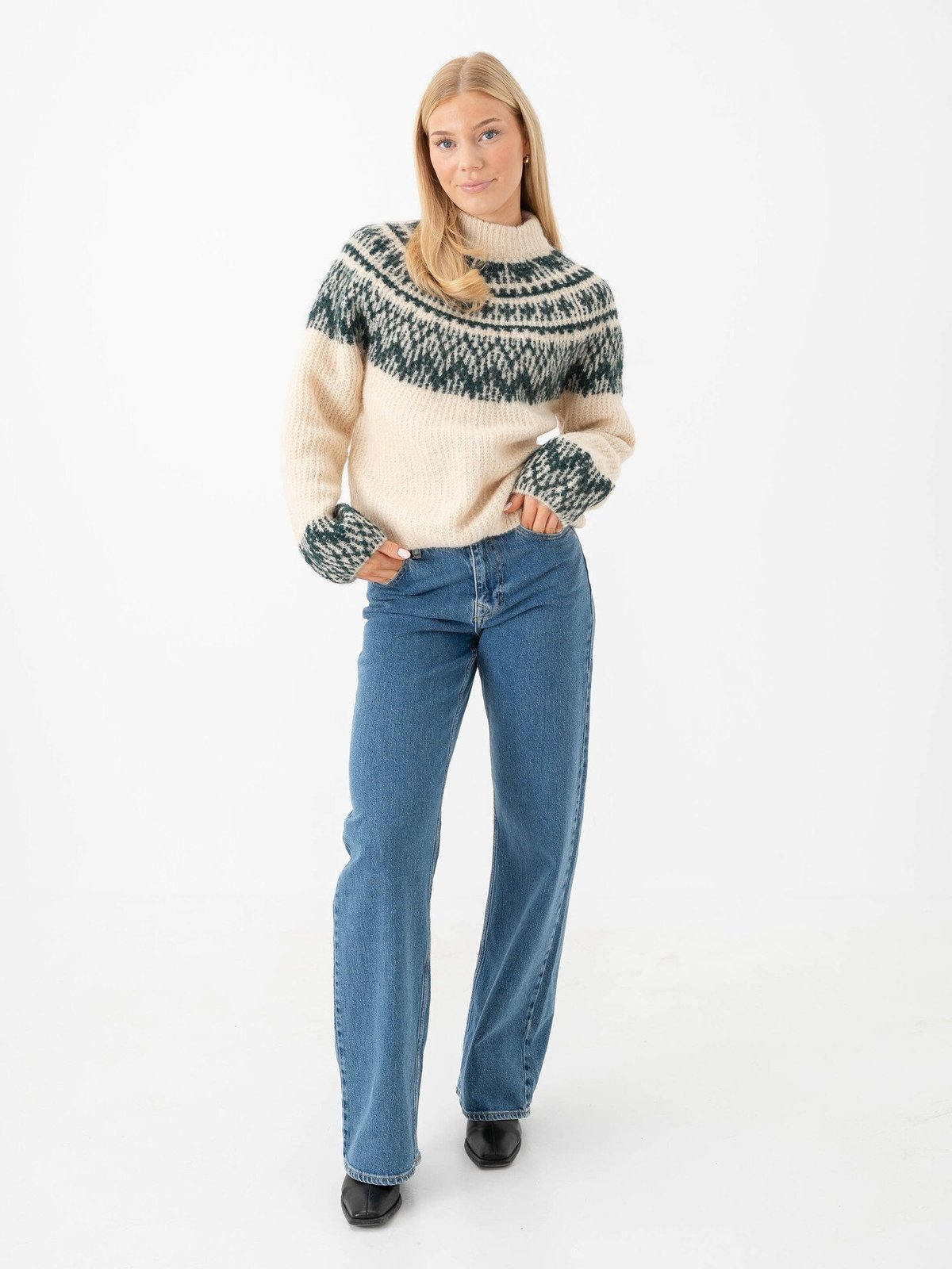 Y.A.S Liri Long Sleeve Wool Blend Knit Pullover Birch Ponderosa Pine