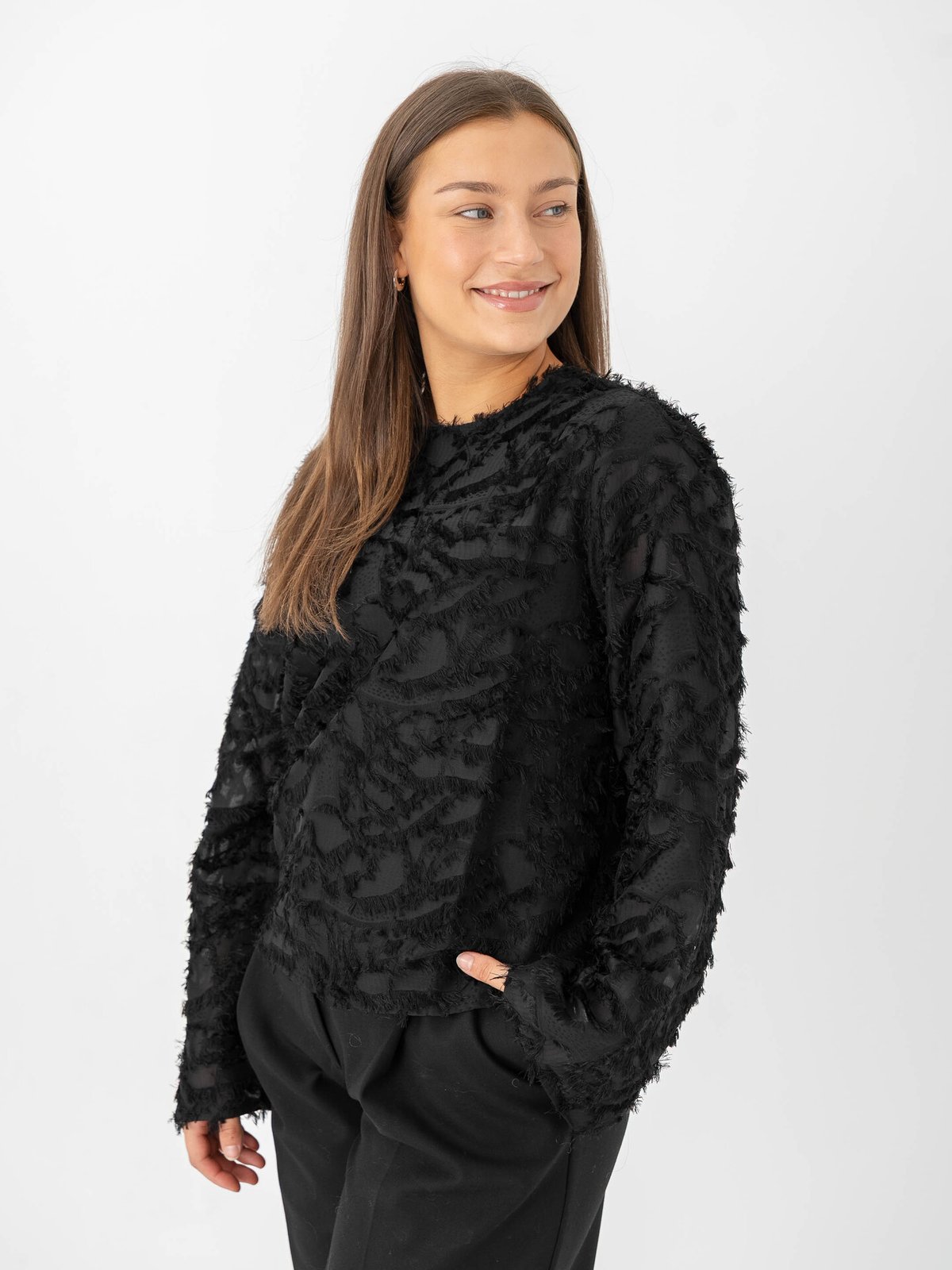 Y.A.S Sparia Long Sleeve Top Black