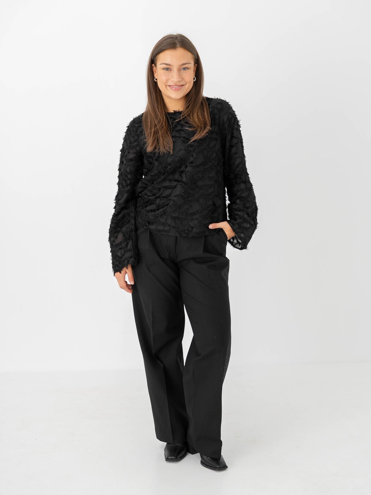 Y.A.S Sparia Long Sleeve Top Black