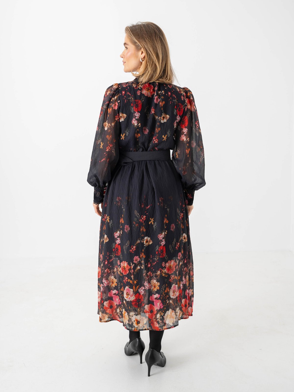 Y.A.S Romantica Long Sleeve Long Dress Black Romantica