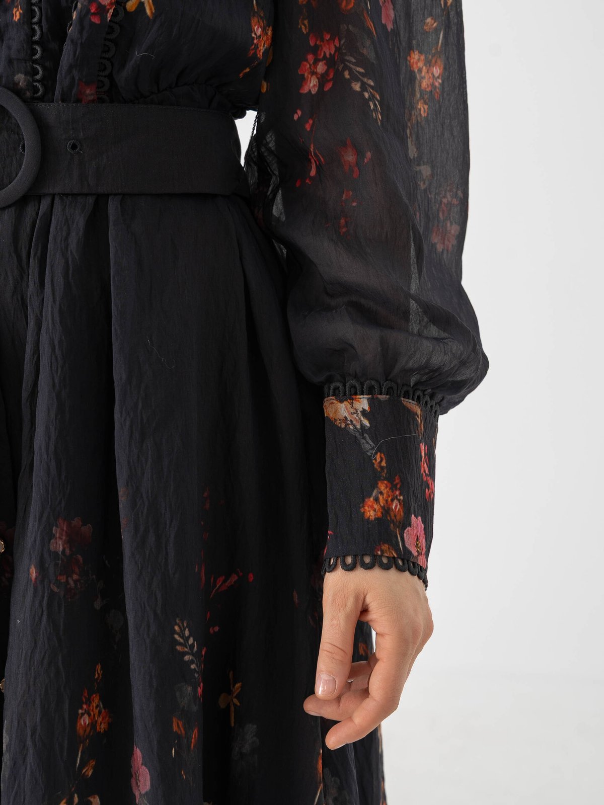 Y.A.S Romantica Long Sleeve Long Dress Black Romantica