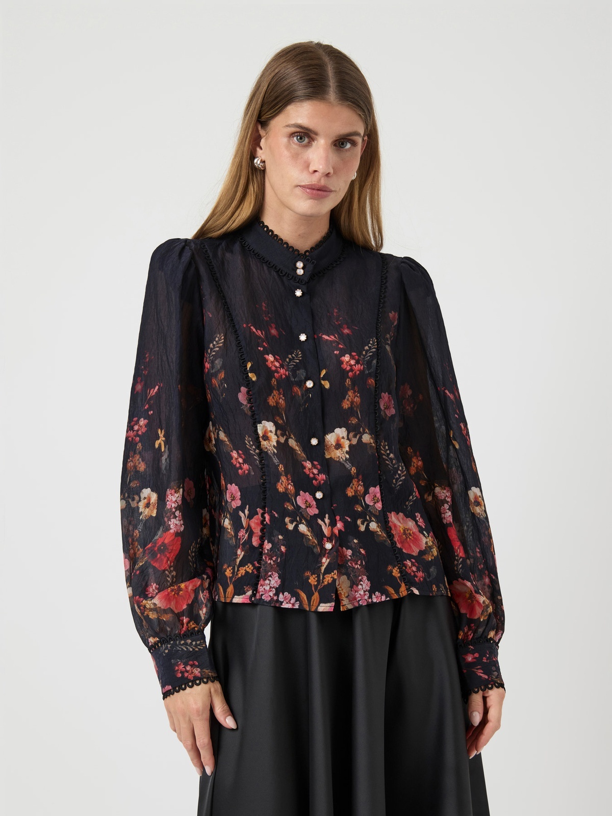 Y.A.S Romantica Long Sleeve Shirt Show Black ROMANTICA AOP