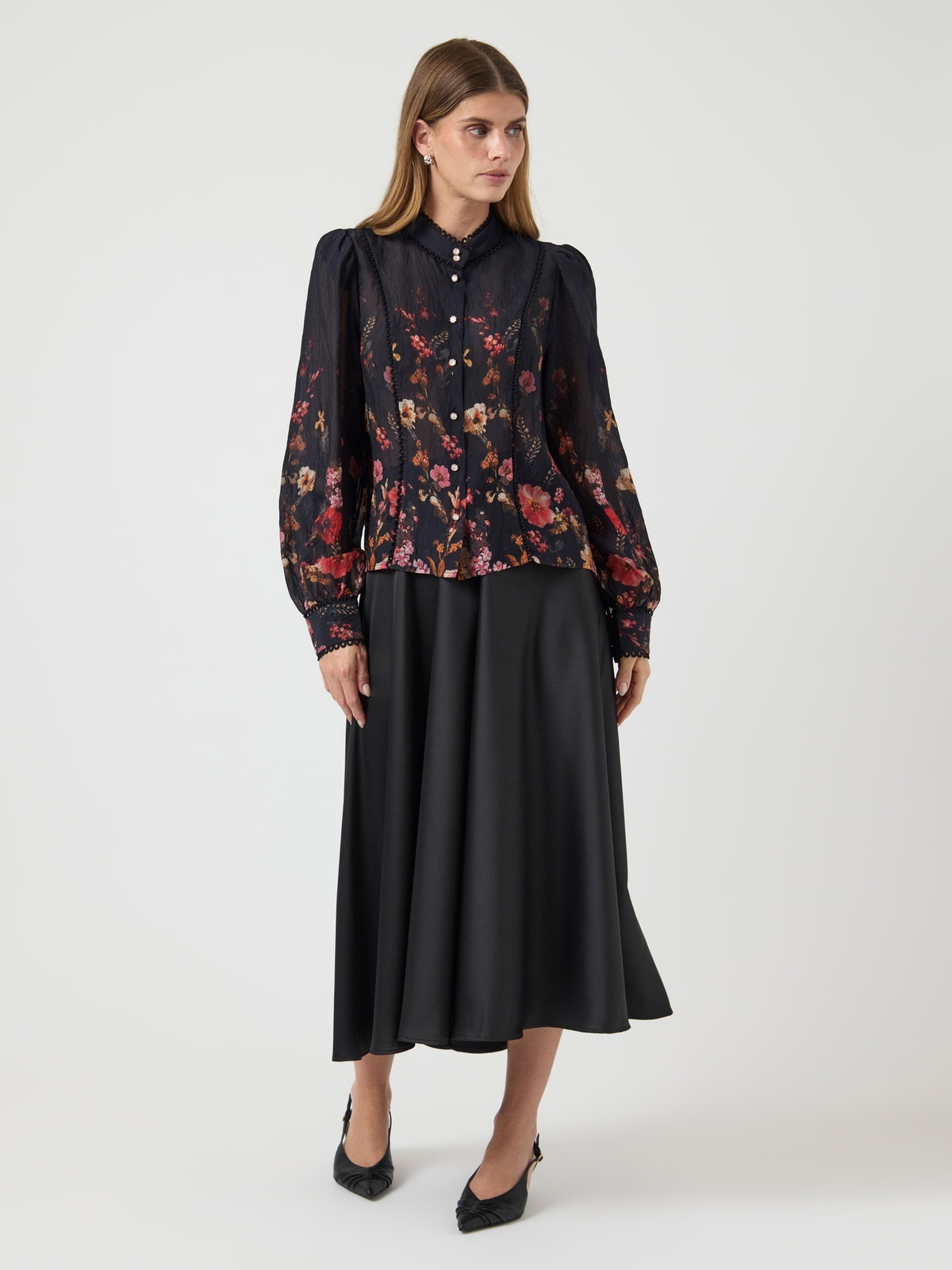 Y.A.S Romantica Long Sleeve Shirt Show Black ROMANTICA AOP