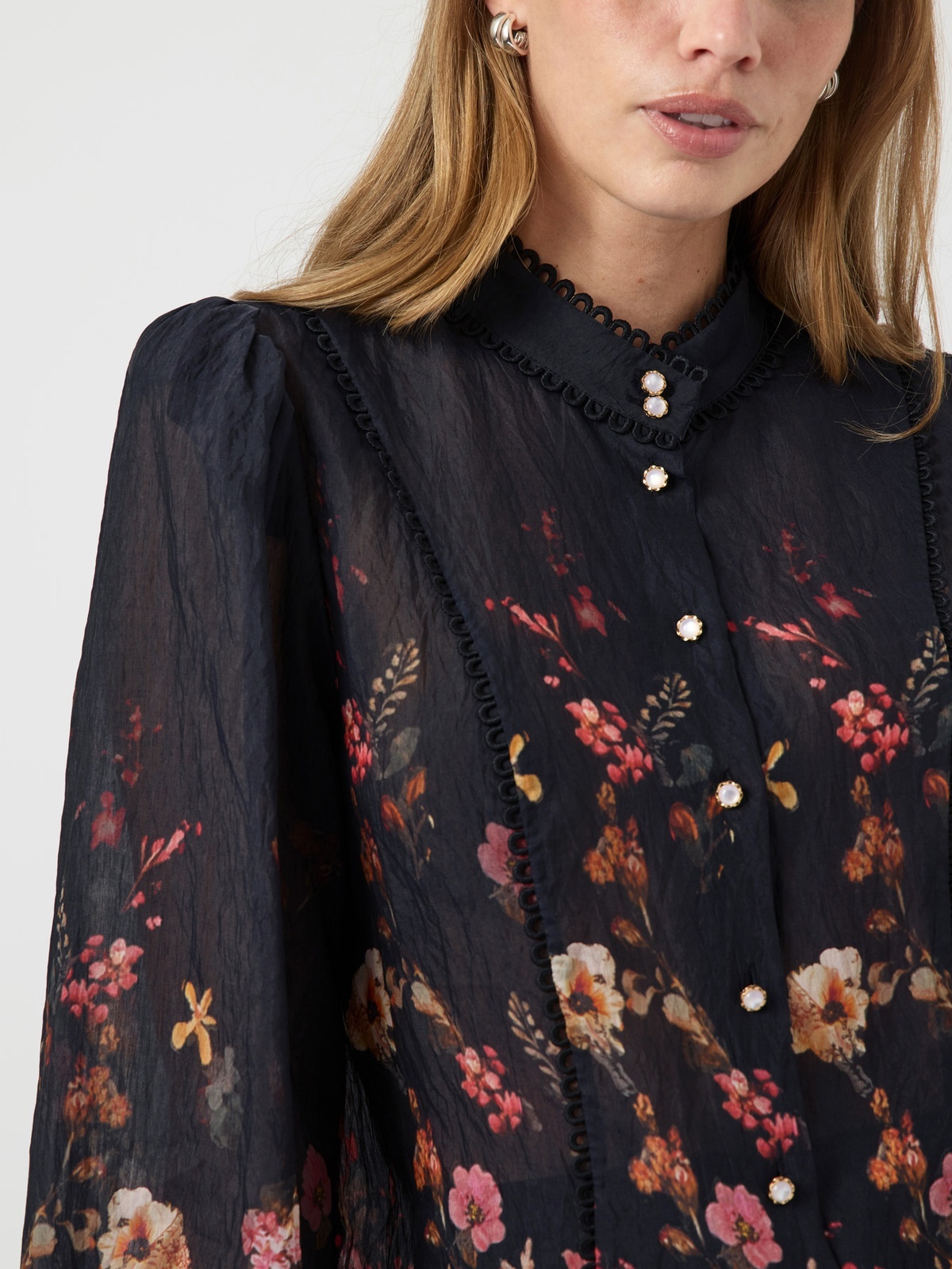 Y.A.S Romantica Long Sleeve Shirt Show Black ROMANTICA AOP