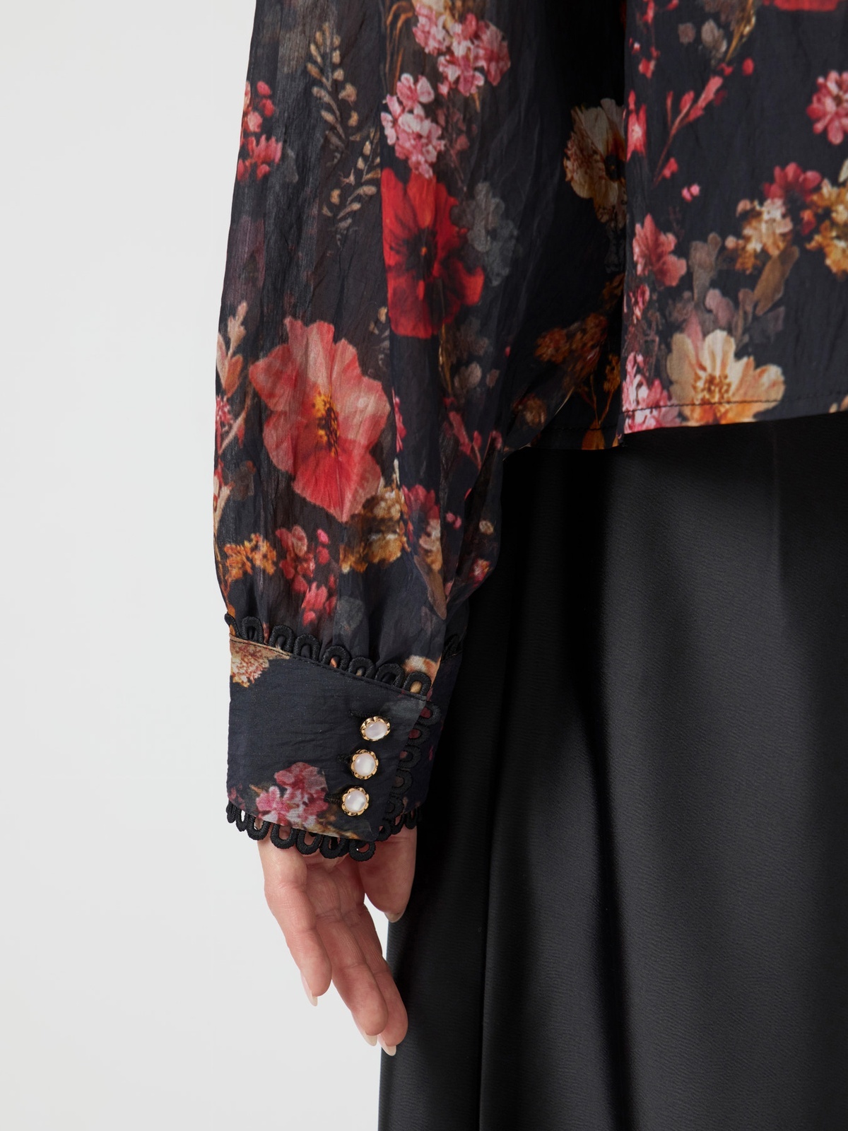 Y.A.S Romantica Long Sleeve Shirt Show Black ROMANTICA AOP