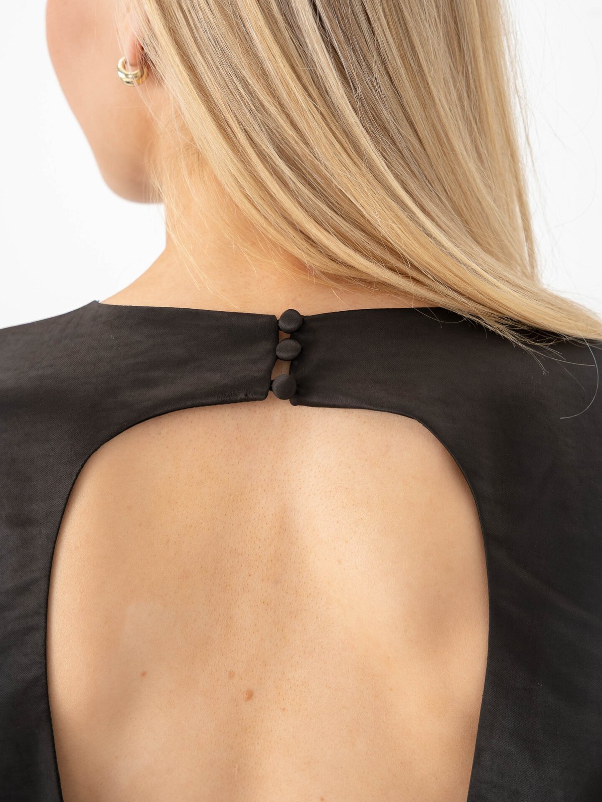 Y.A.S Vima Long Sleeve Open Back Dress Black