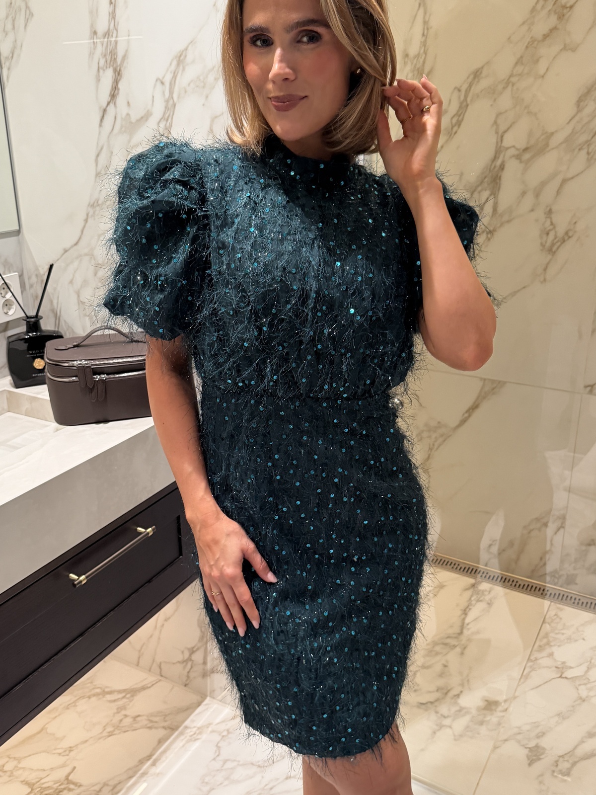 Y.A.S Ilza 2/4 Sequin Dress Ponderosa Pine