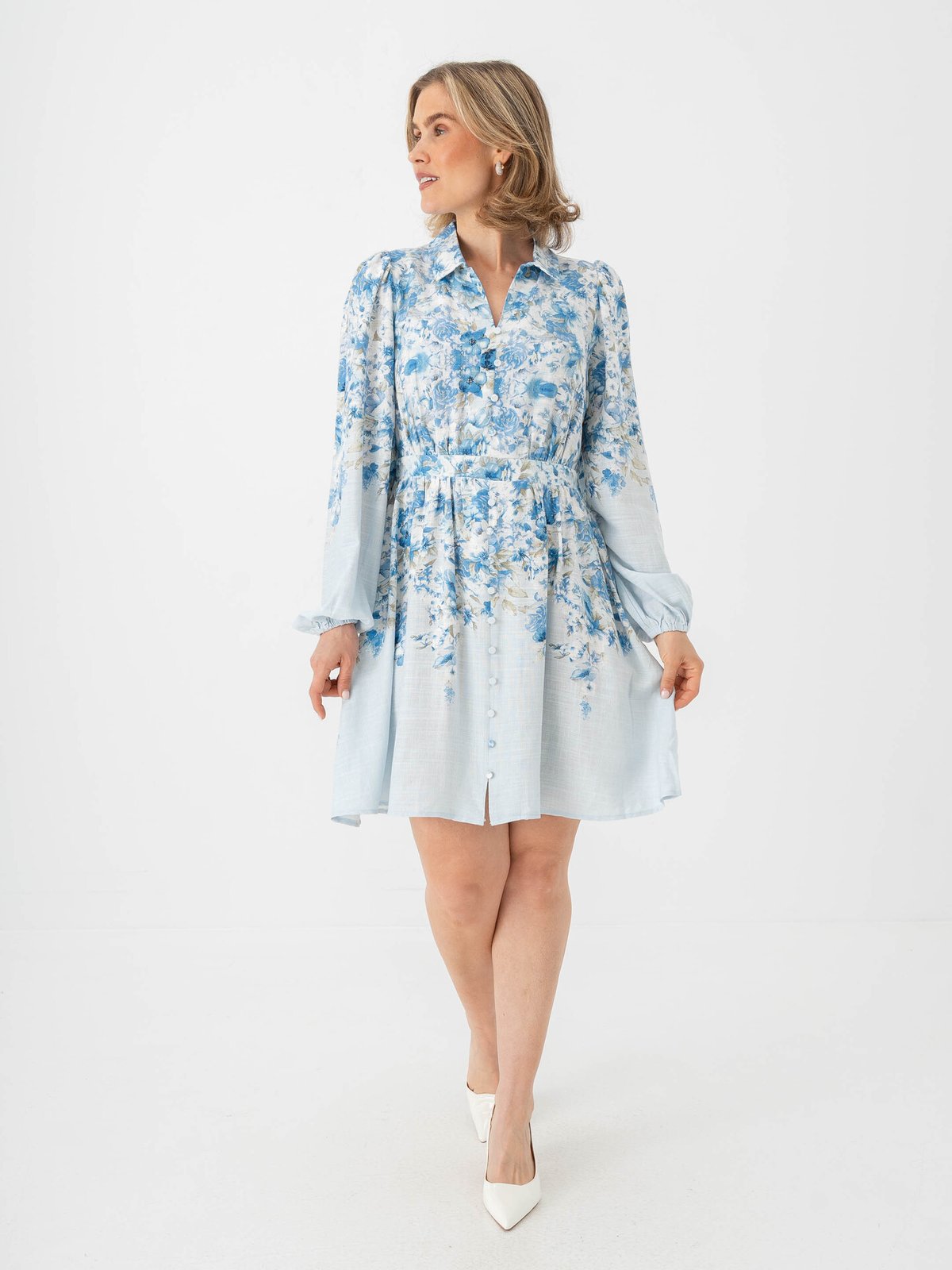 Y.A.S Cleo Long Sleeve Dress Skyway