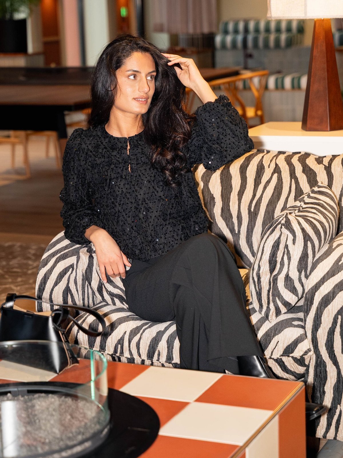 Y.A.S Serala Long Sleeve Short Top Black