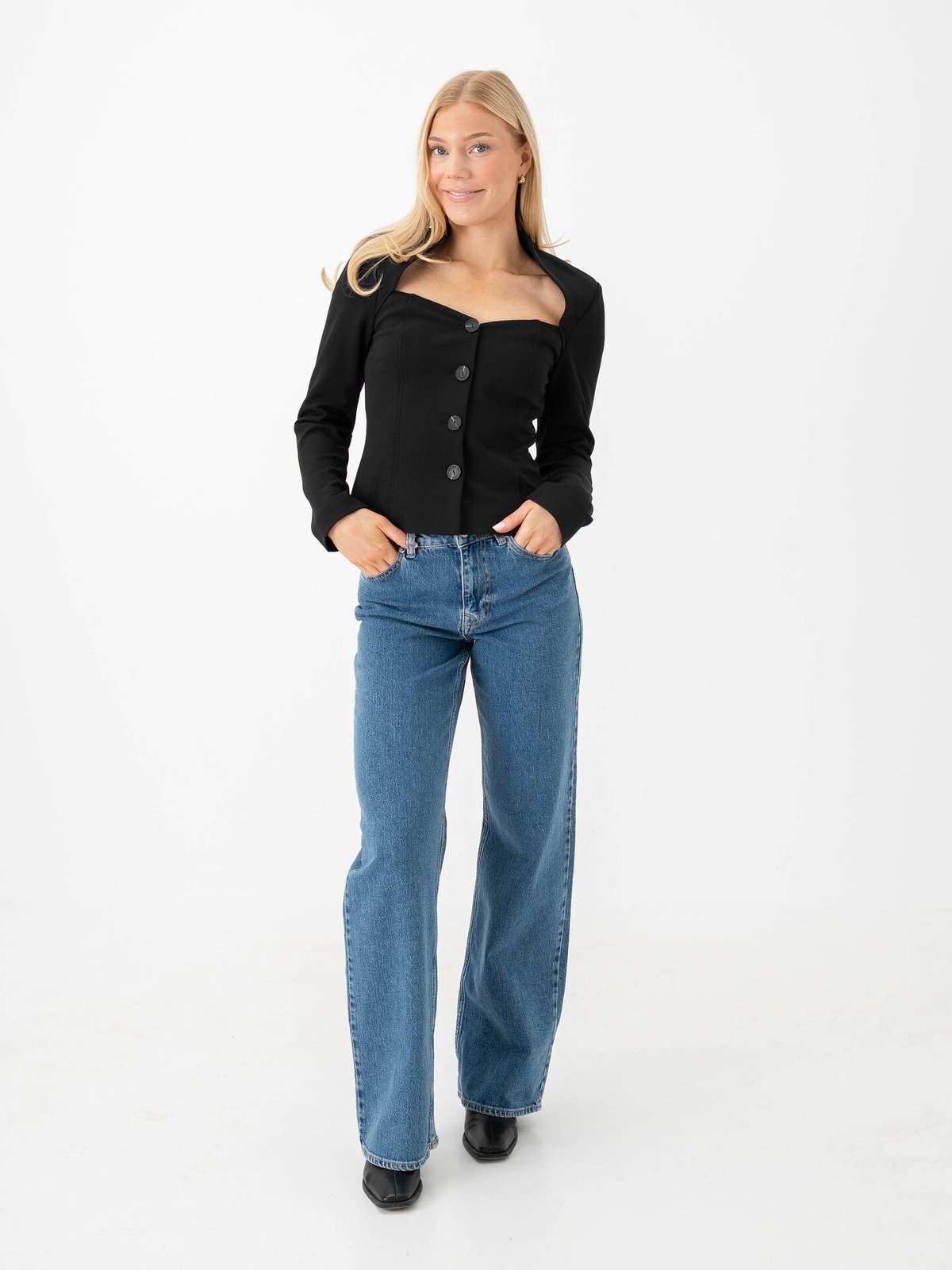 Y.A.S Favo 7/8 Blazer Top Black