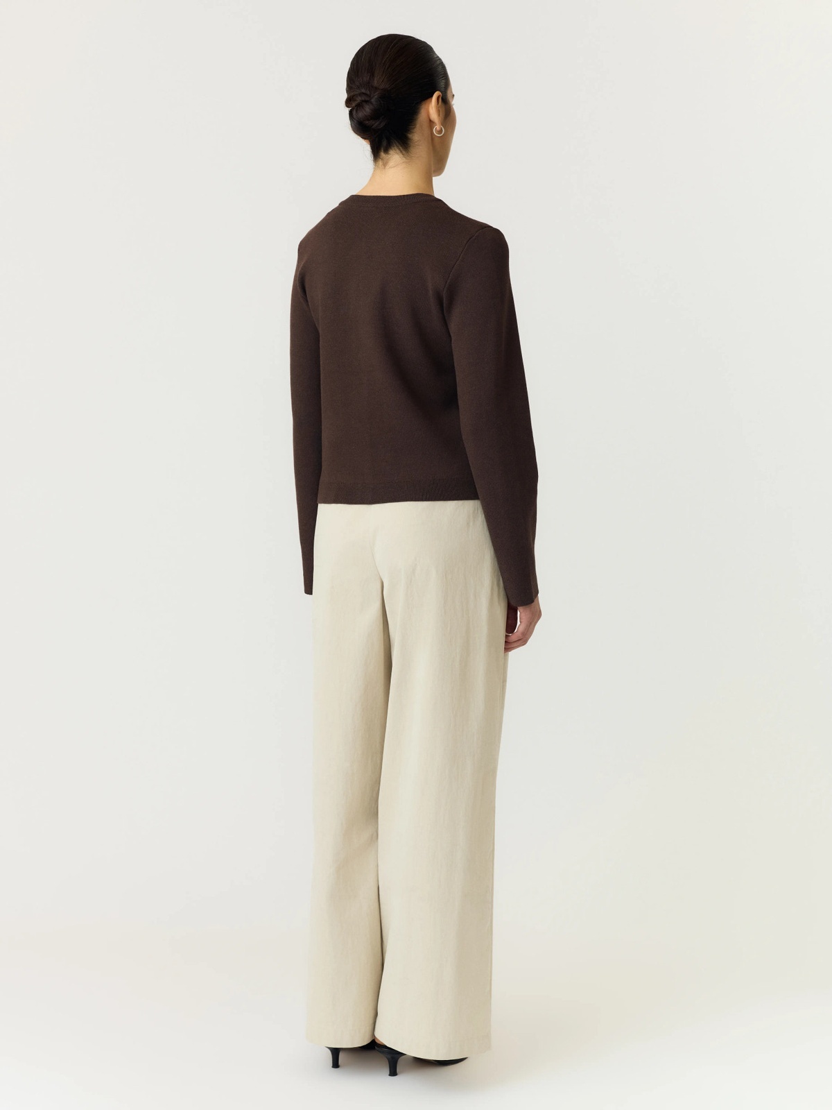 Y.A.S Elena Long Sleeve Knit Cardigan Coffee Bean Melange