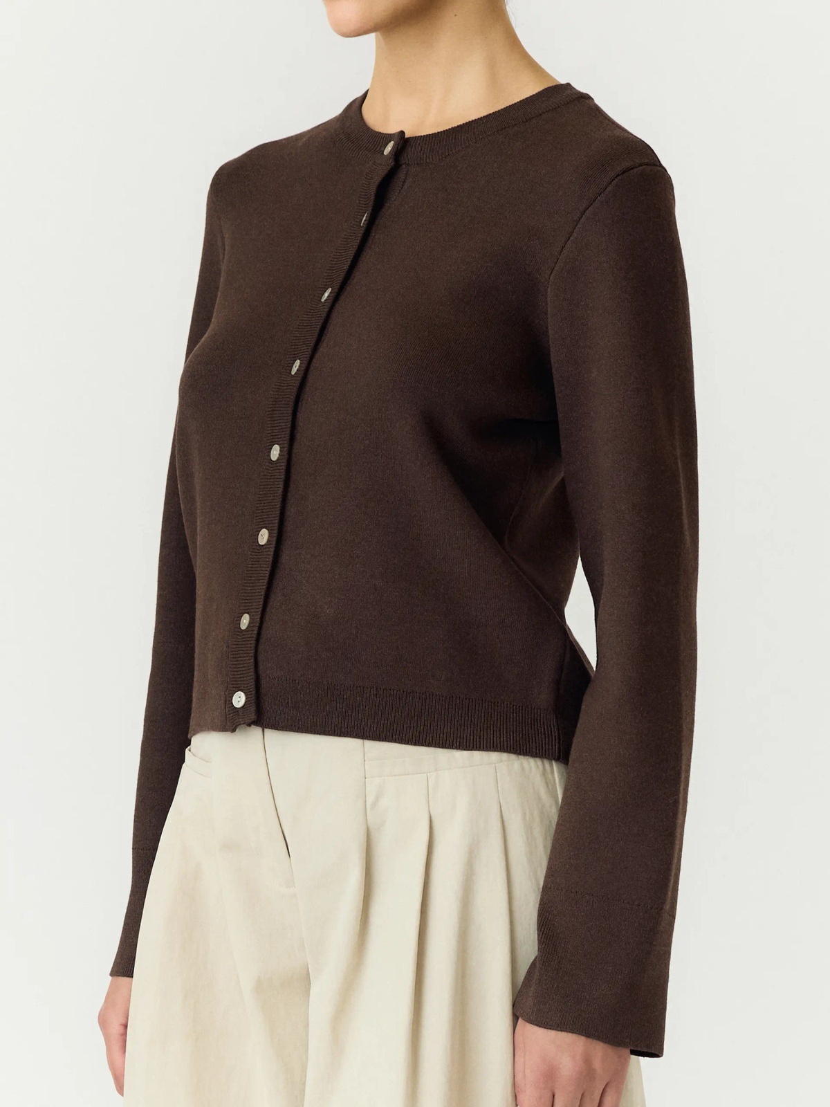 Y.A.S Elena Long Sleeve Knit Cardigan Coffee Bean Melange