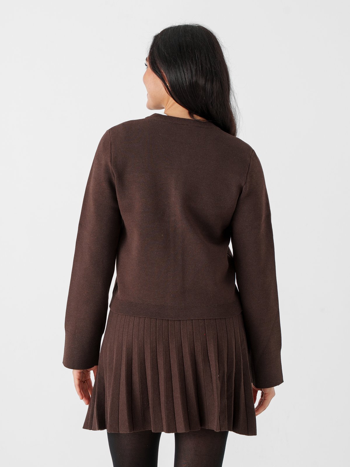 Y.A.S Elena Long Sleeve Knit Cardigan Coffee Bean Melange