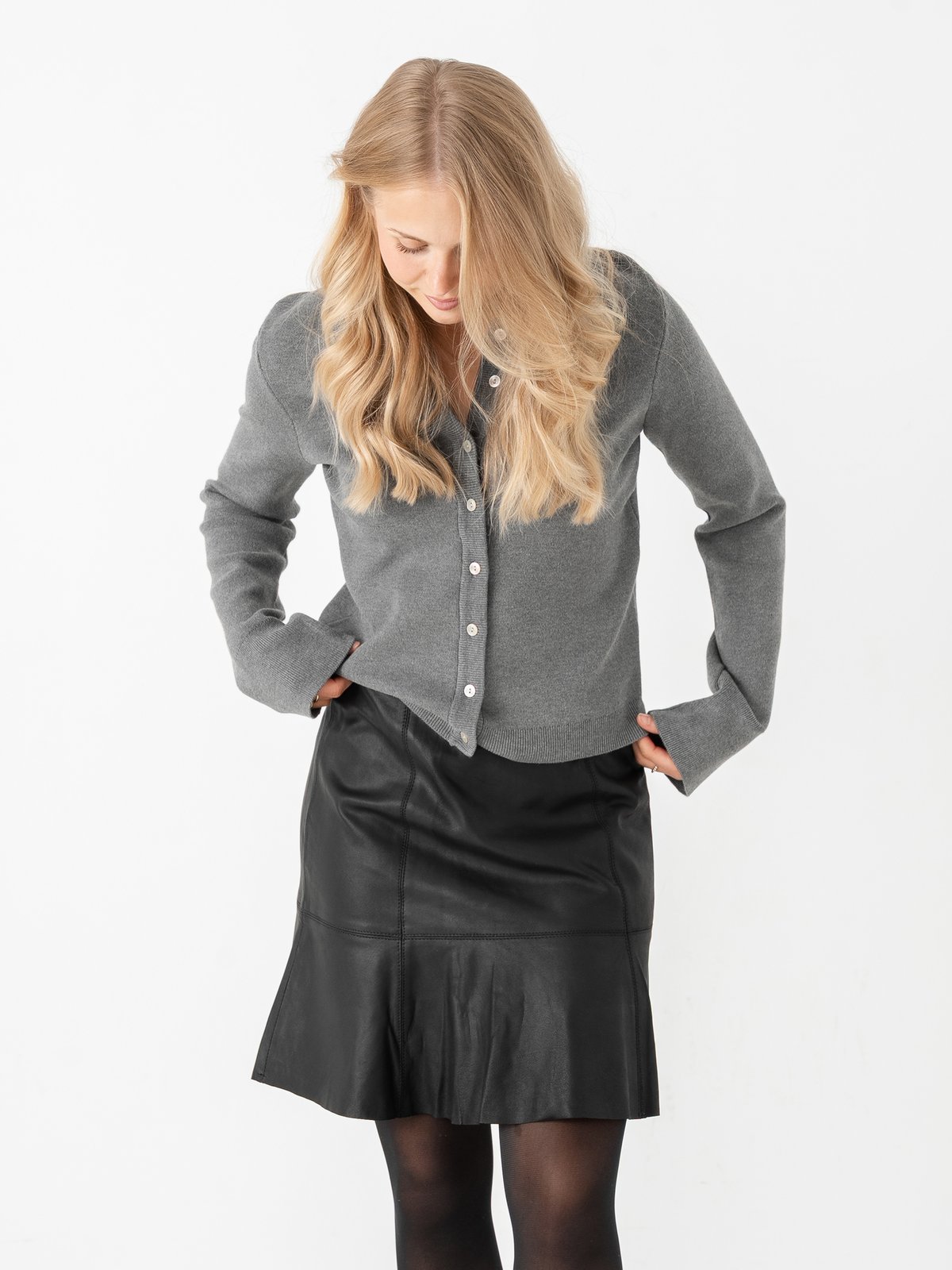 Y.A.S Elena Long Sleeve Knit Cardigan Medium Grey Melange
